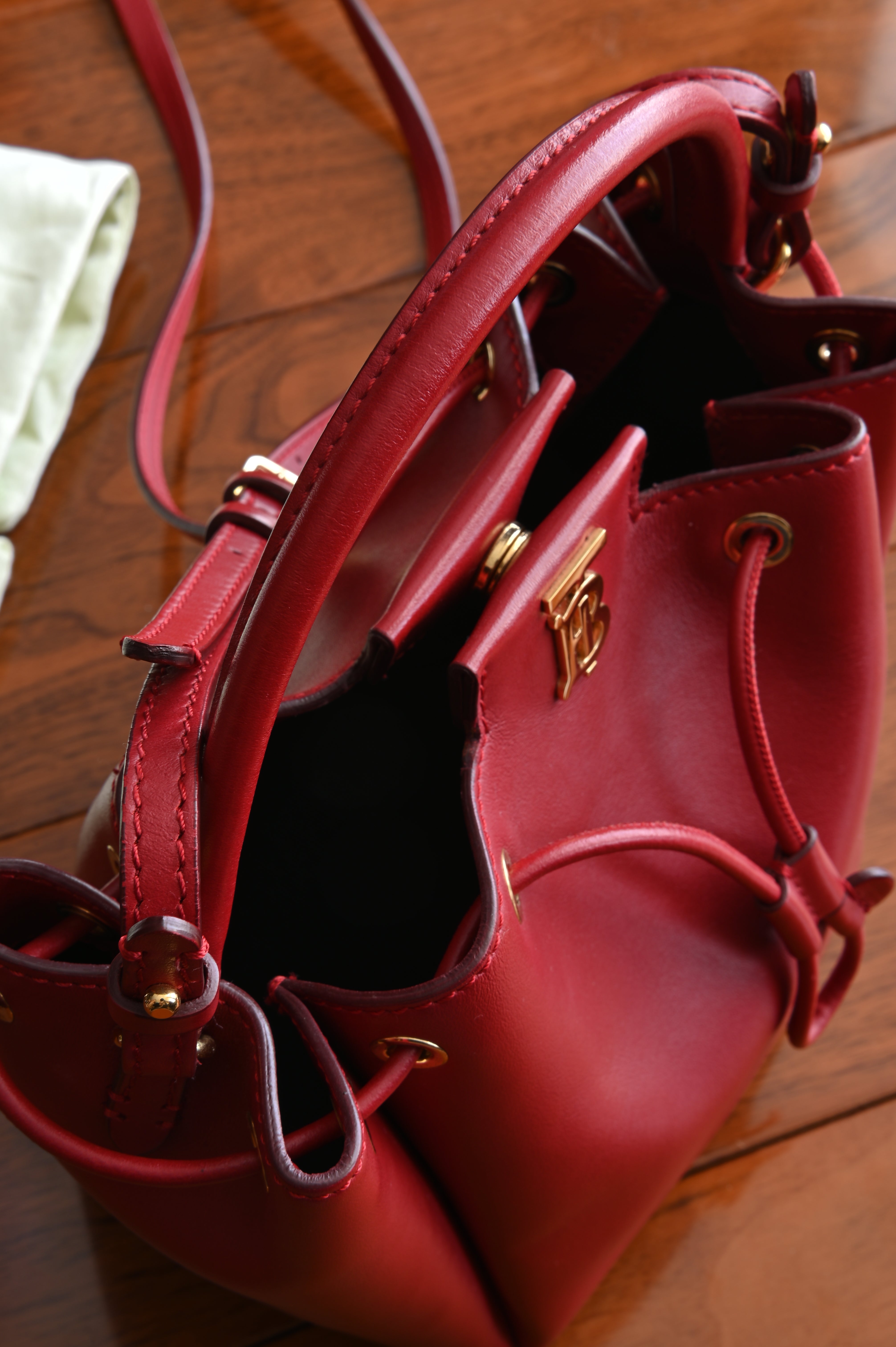 Burberry TB Motif red small bucket bag