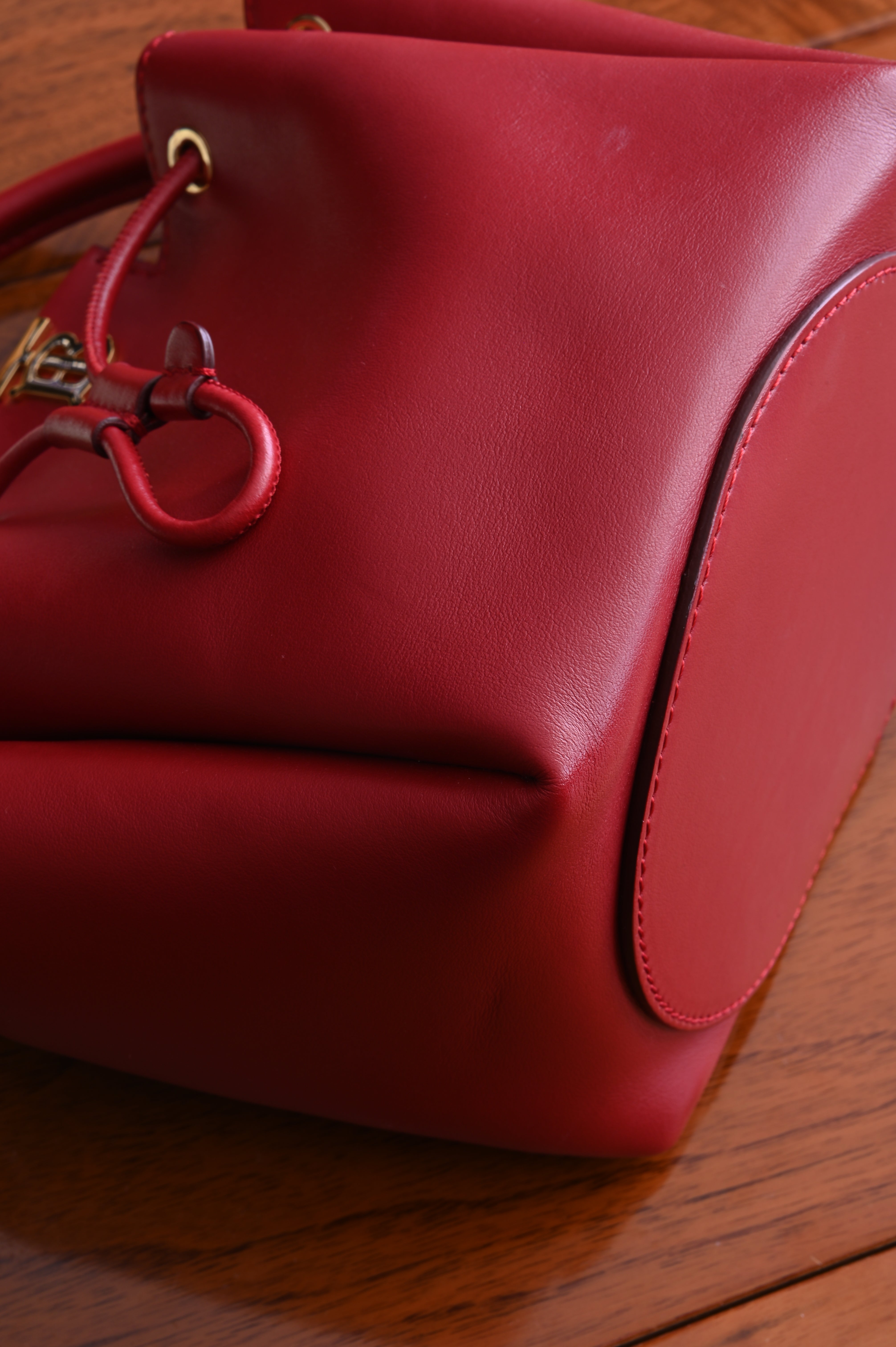 Burberry TB Motif red small bucket bag