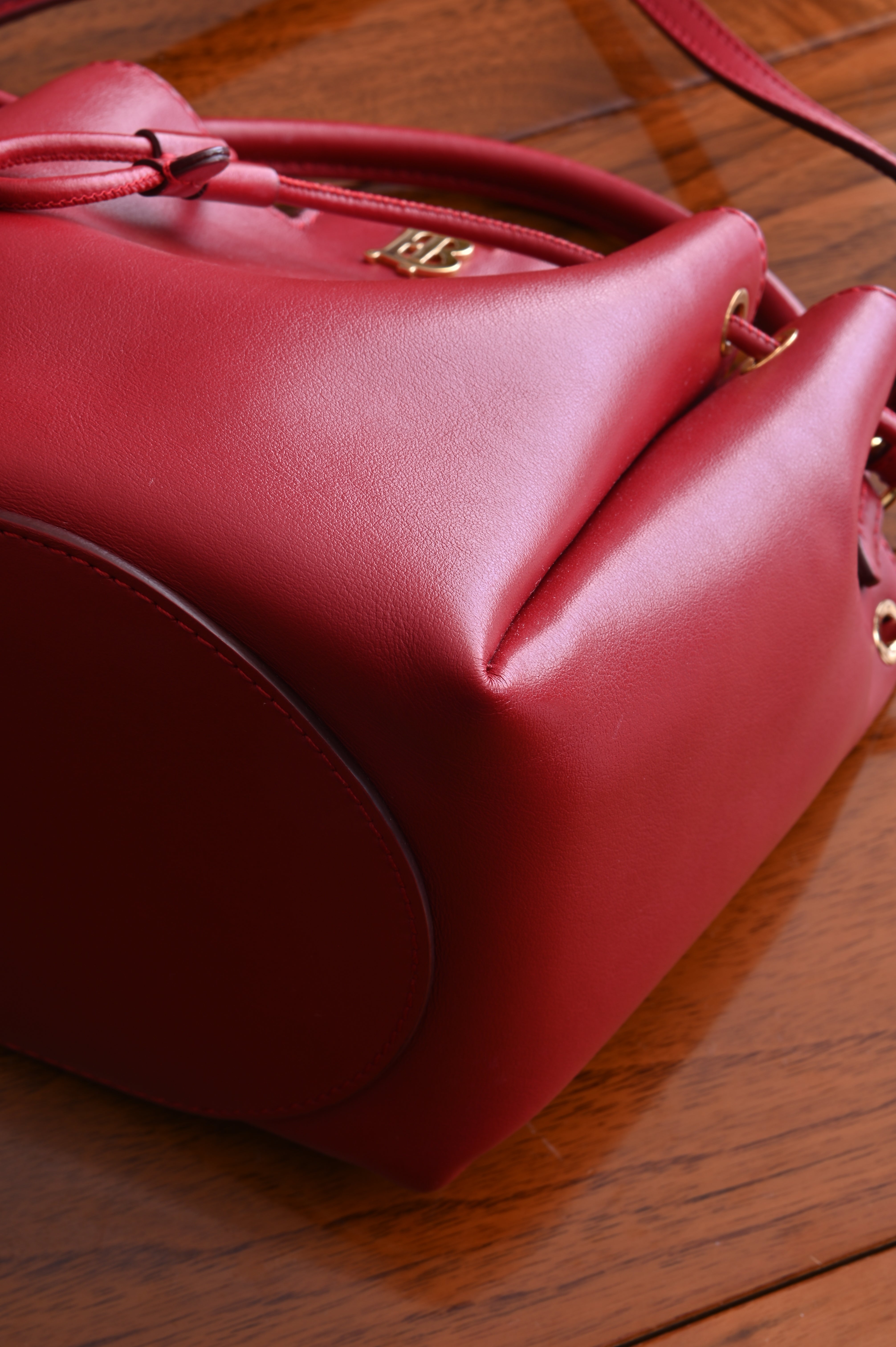 Burberry TB Motif red small bucket bag