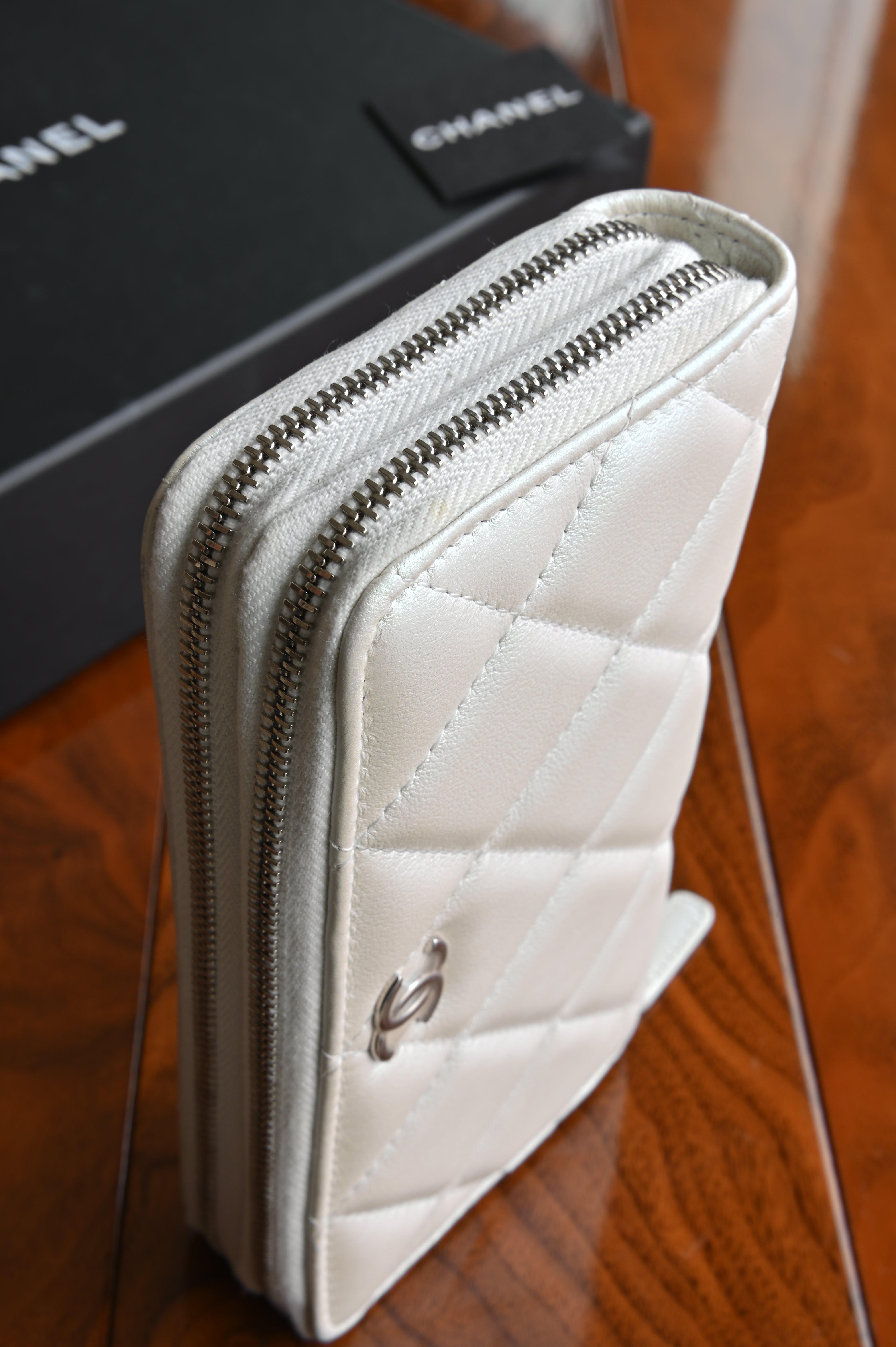 Chanel White Quilted Matelasse Long Wallet