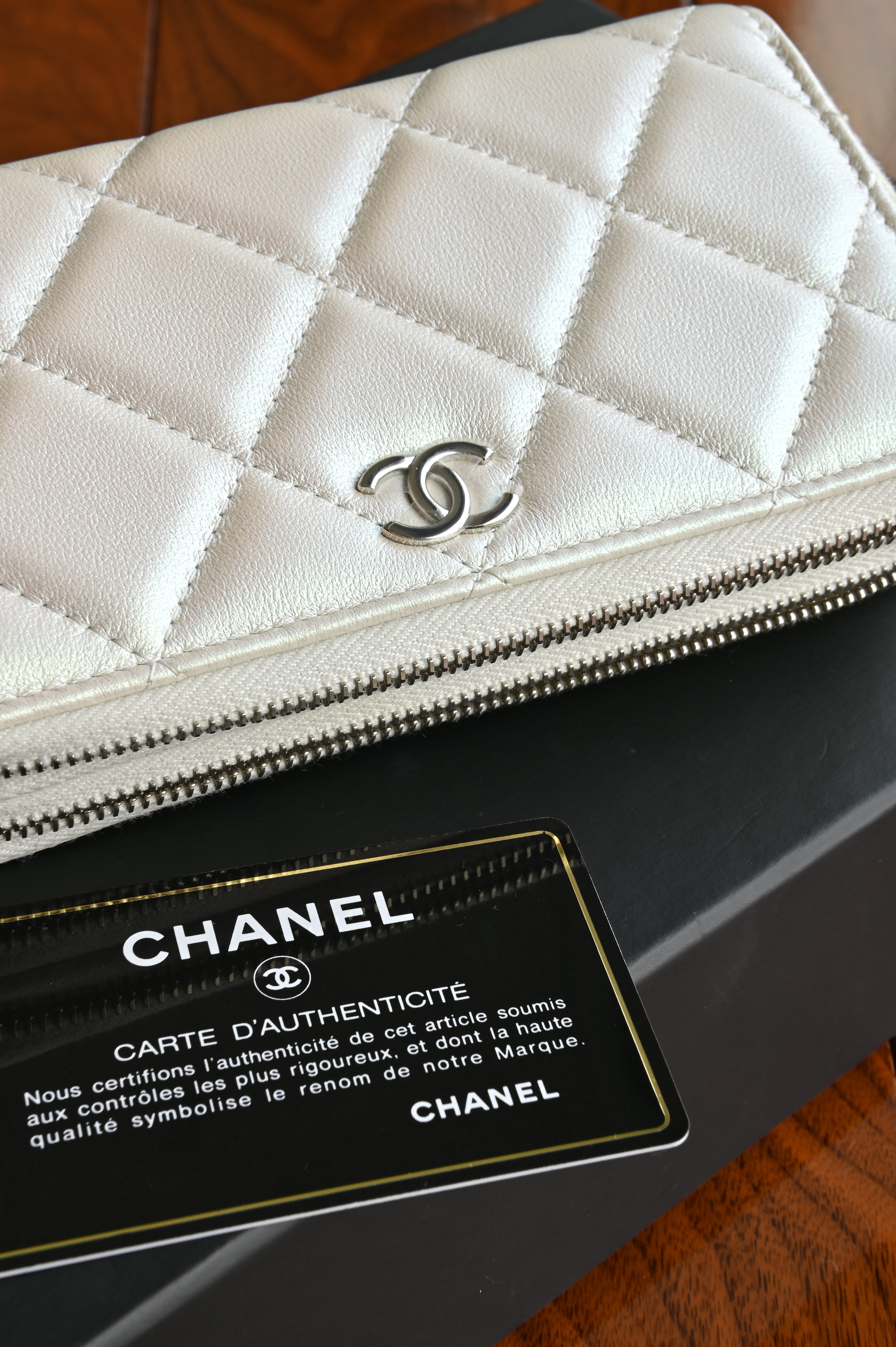 Chanel White Quilted Matelasse Long Wallet