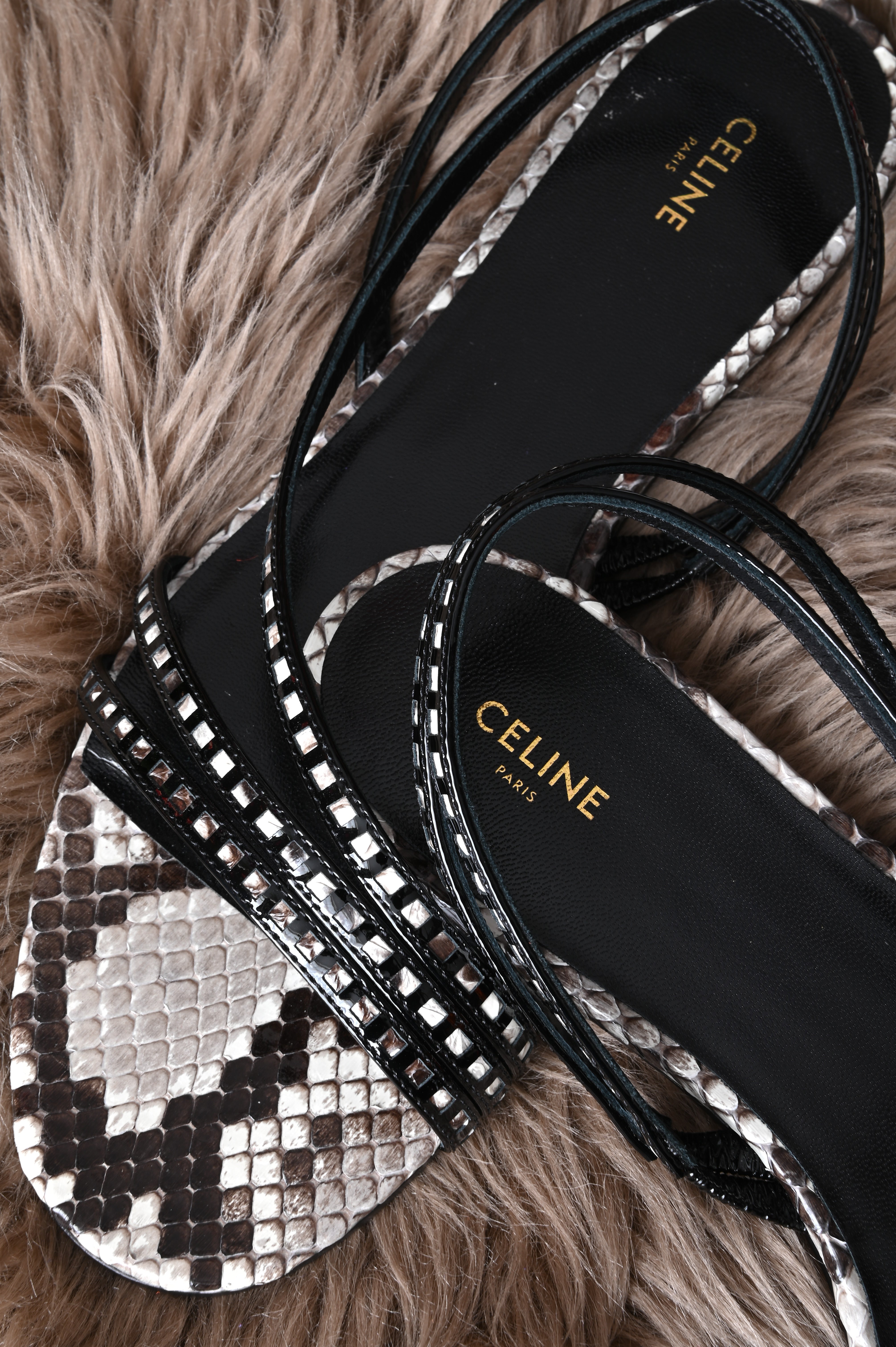 Celine Python sling back flats