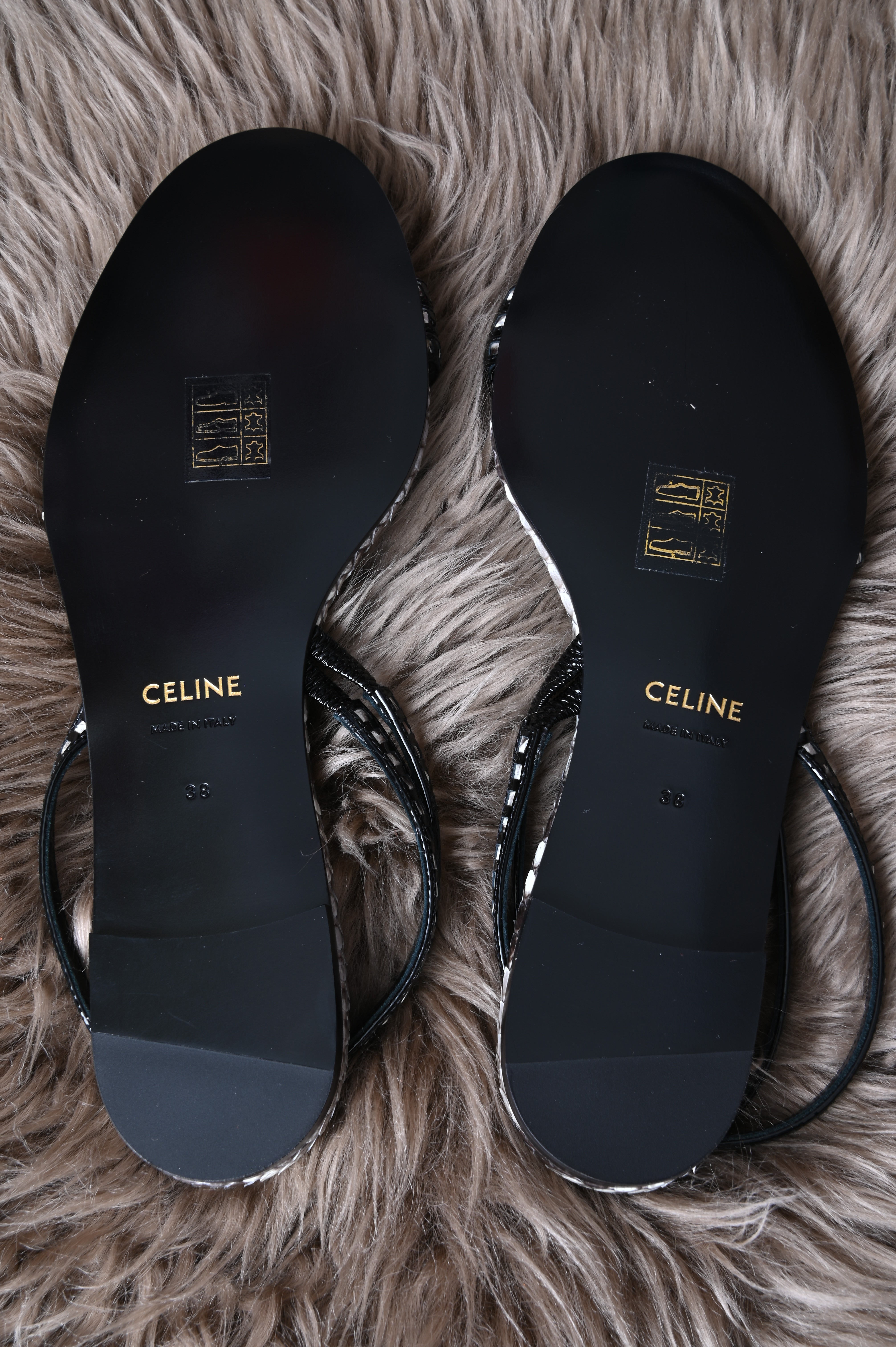 Celine Python sling back flats