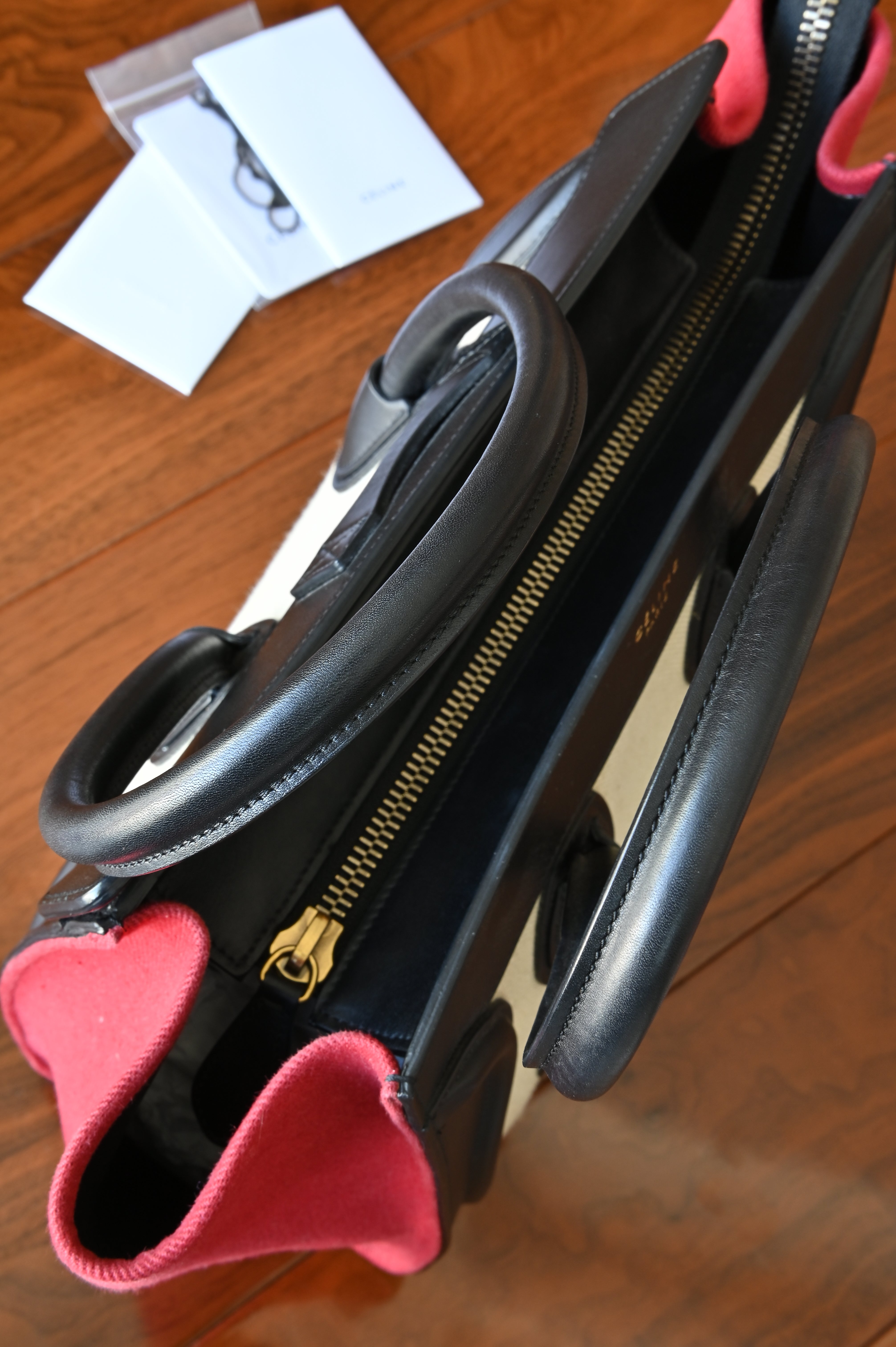 Celine Red Micro Luggage Tote Bag