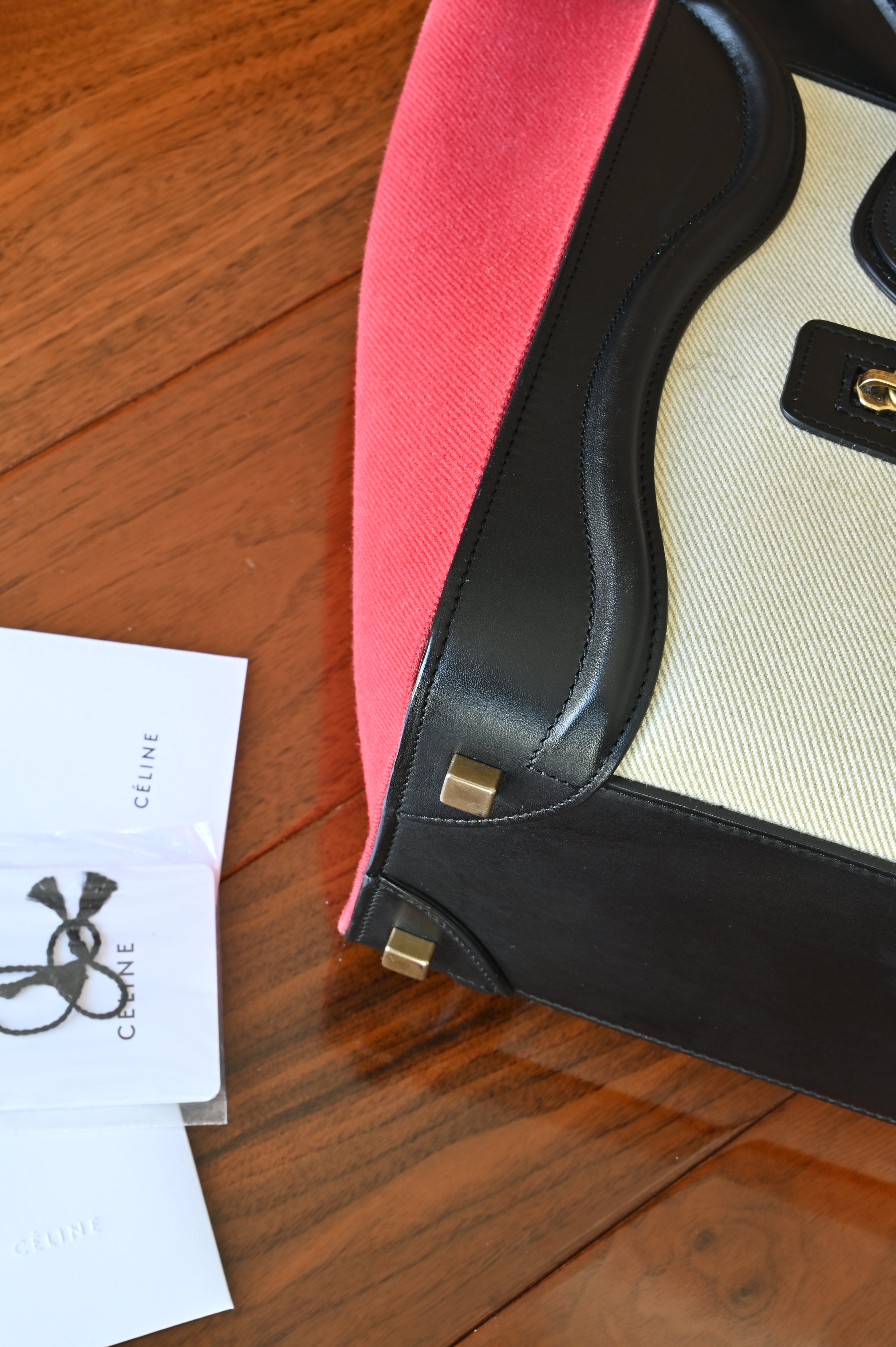 Celine Red Micro Luggage Tote Bag