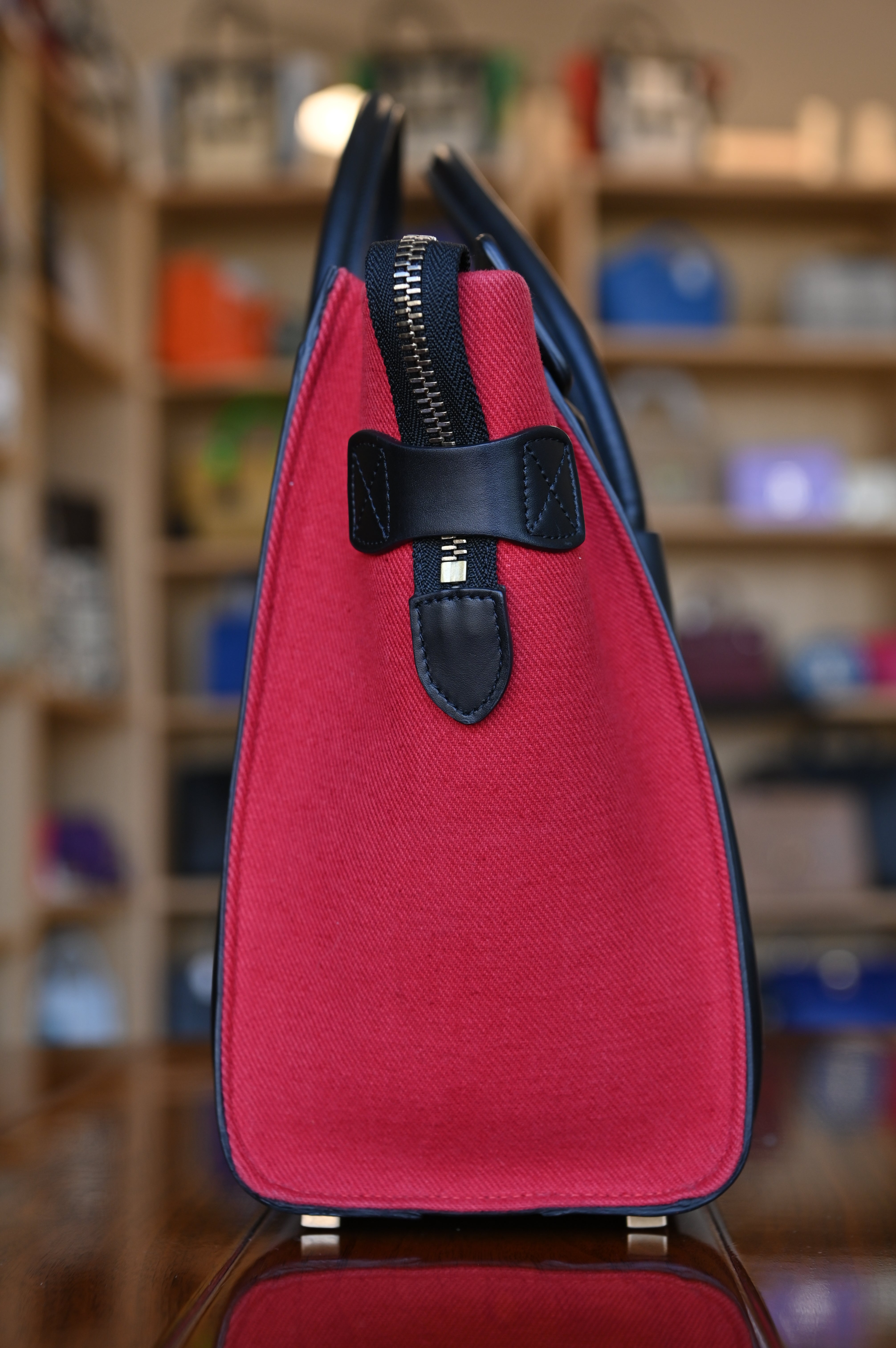 Celine Red Micro Luggage Tote Bag