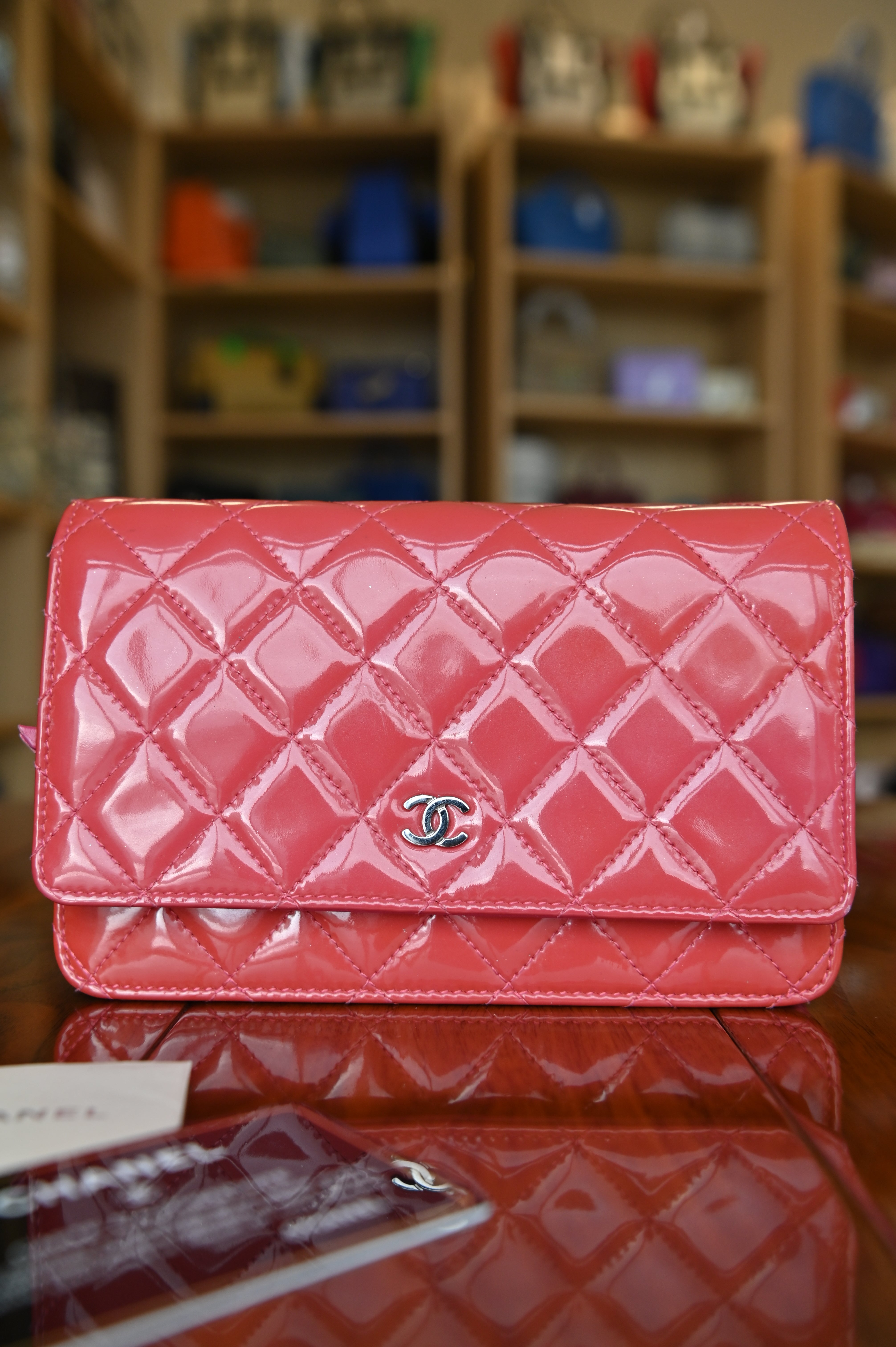 Chanel Classic Patent Pink Wallet on Chain