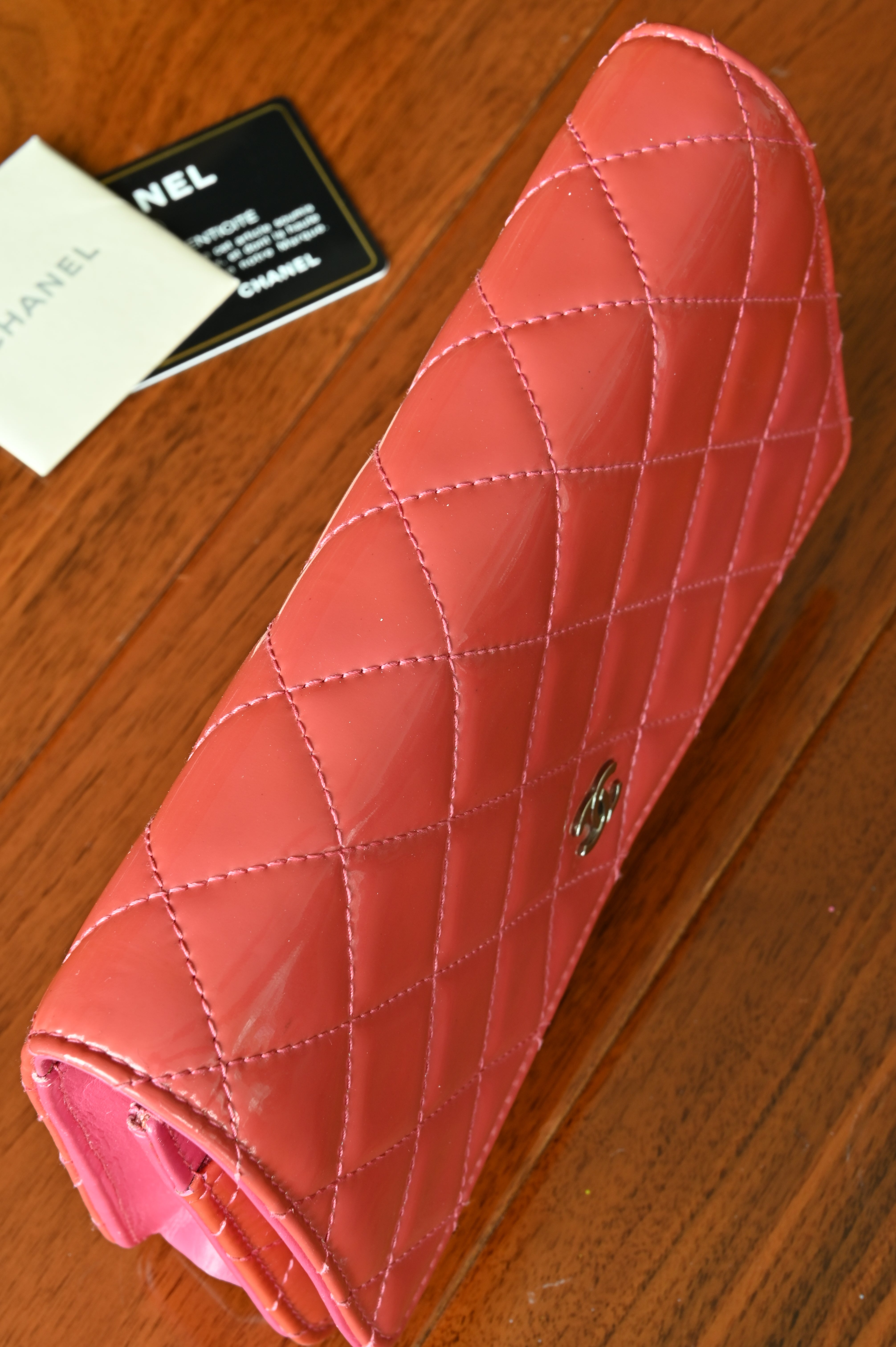 Chanel Classic Patent Pink Wallet on Chain