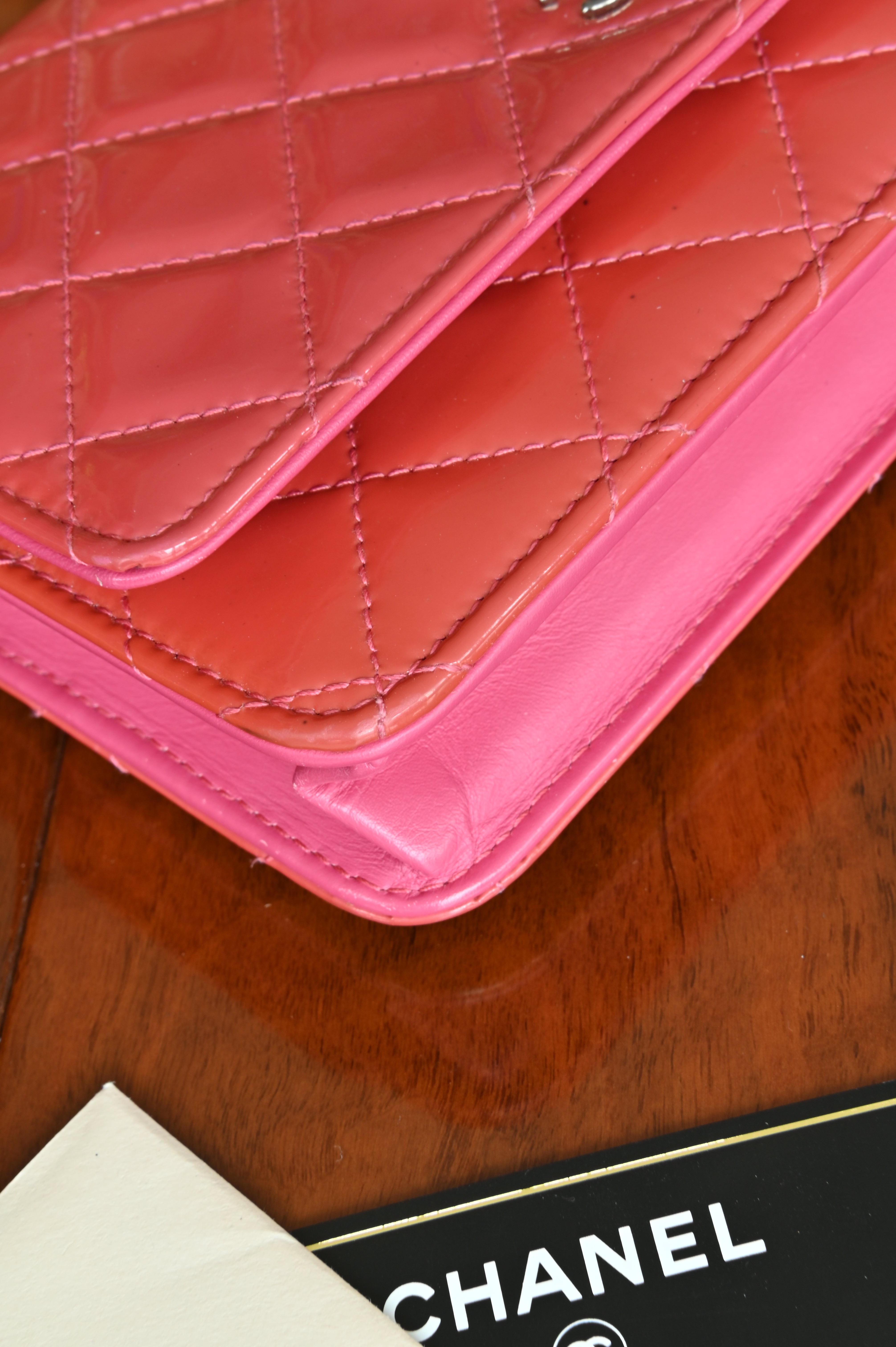 Chanel Classic Patent Pink Wallet on Chain
