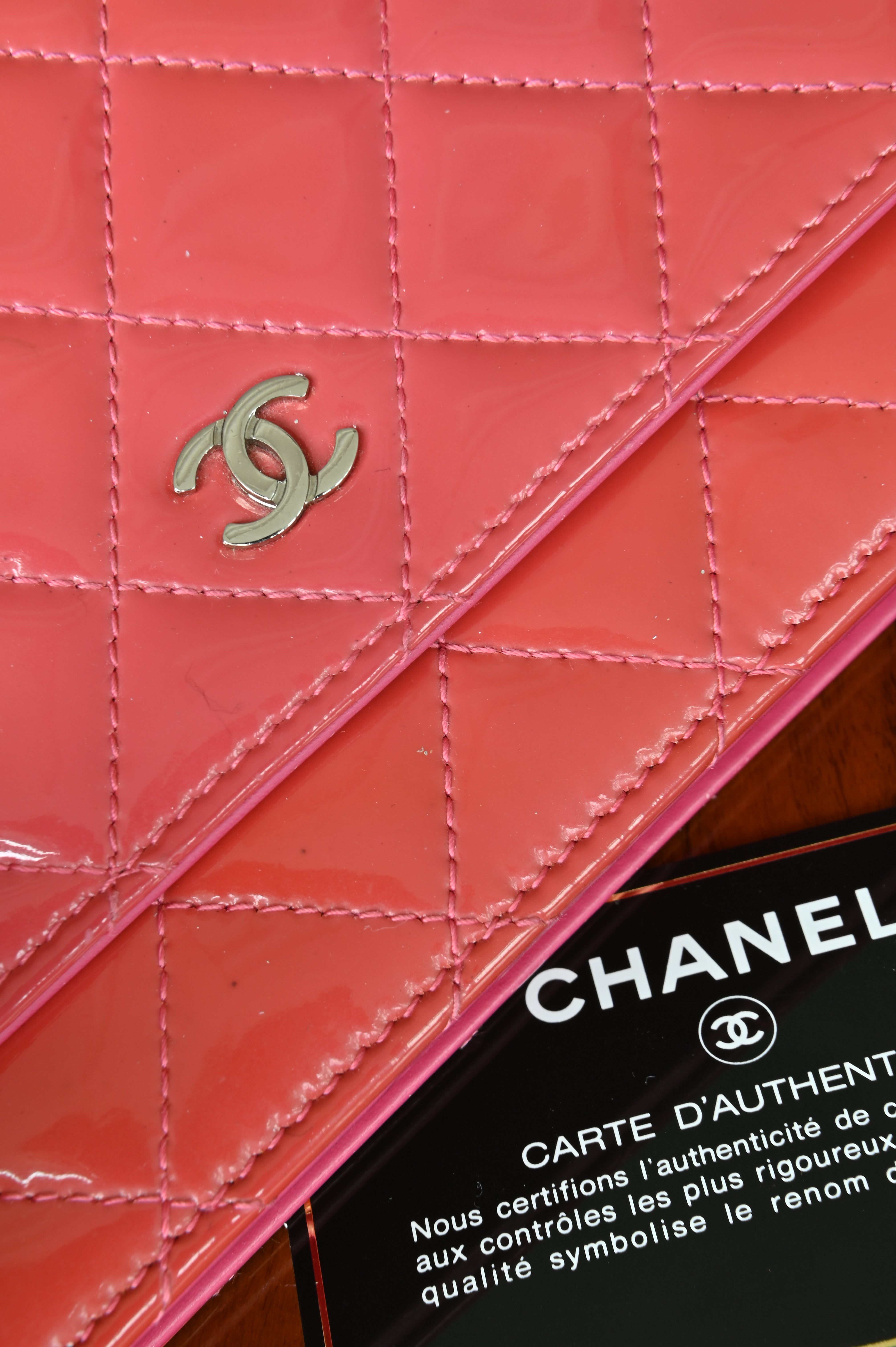 Chanel Classic Patent Pink Wallet on Chain