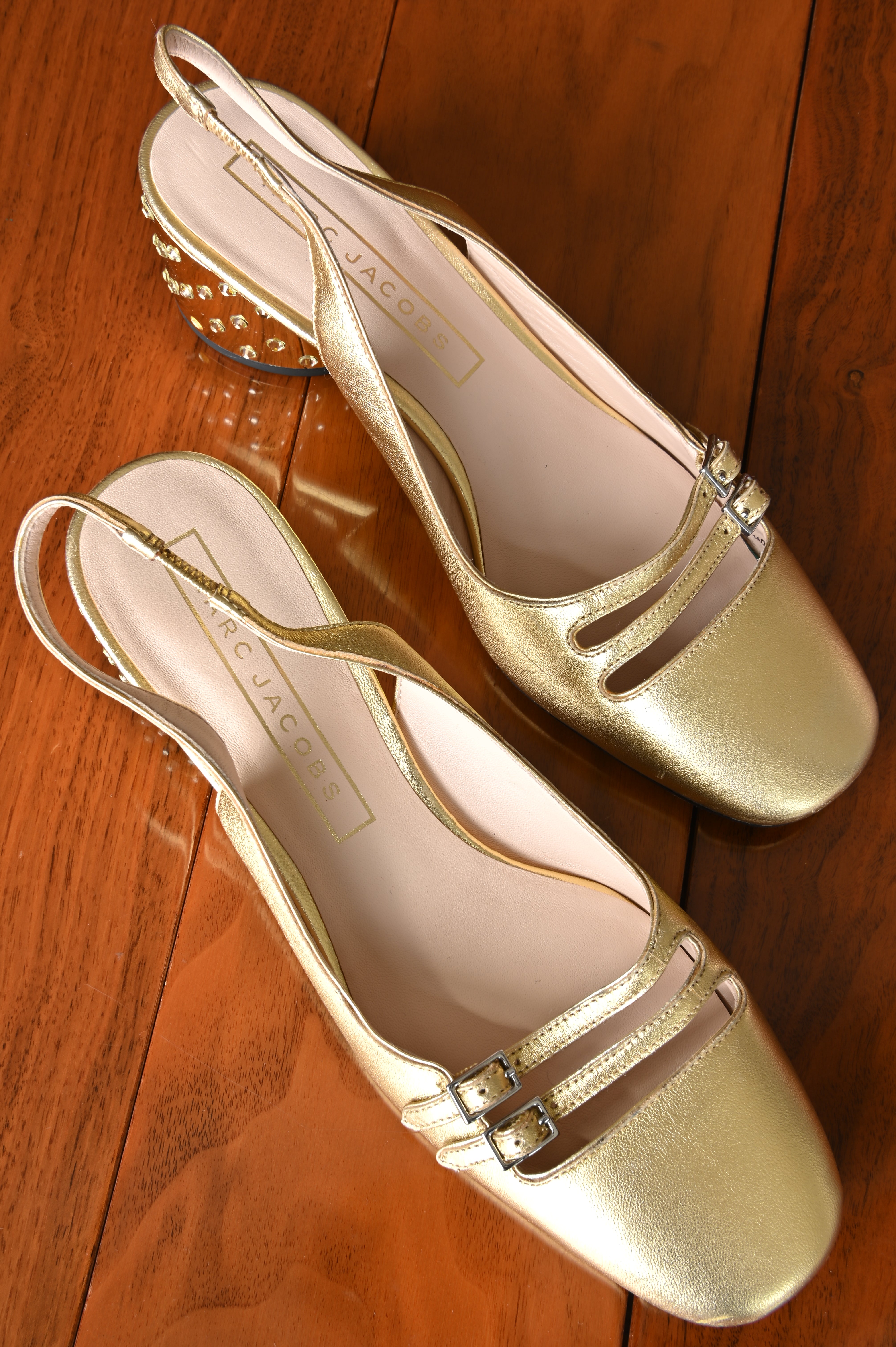 Marc Jacobs Bette Metallic Gold Slingback Pumps