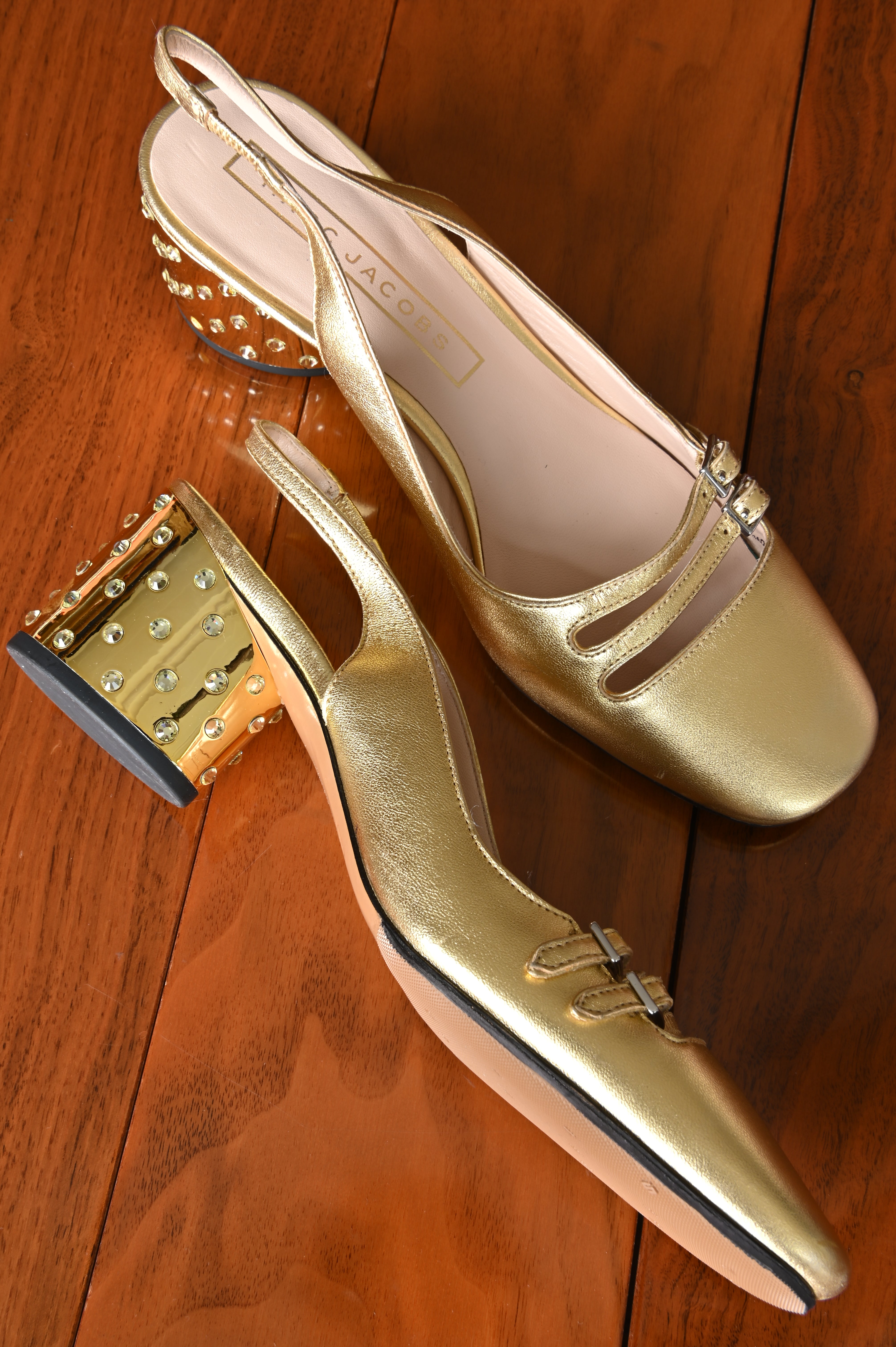 Marc Jacobs Bette Metallic Gold Slingback Pumps