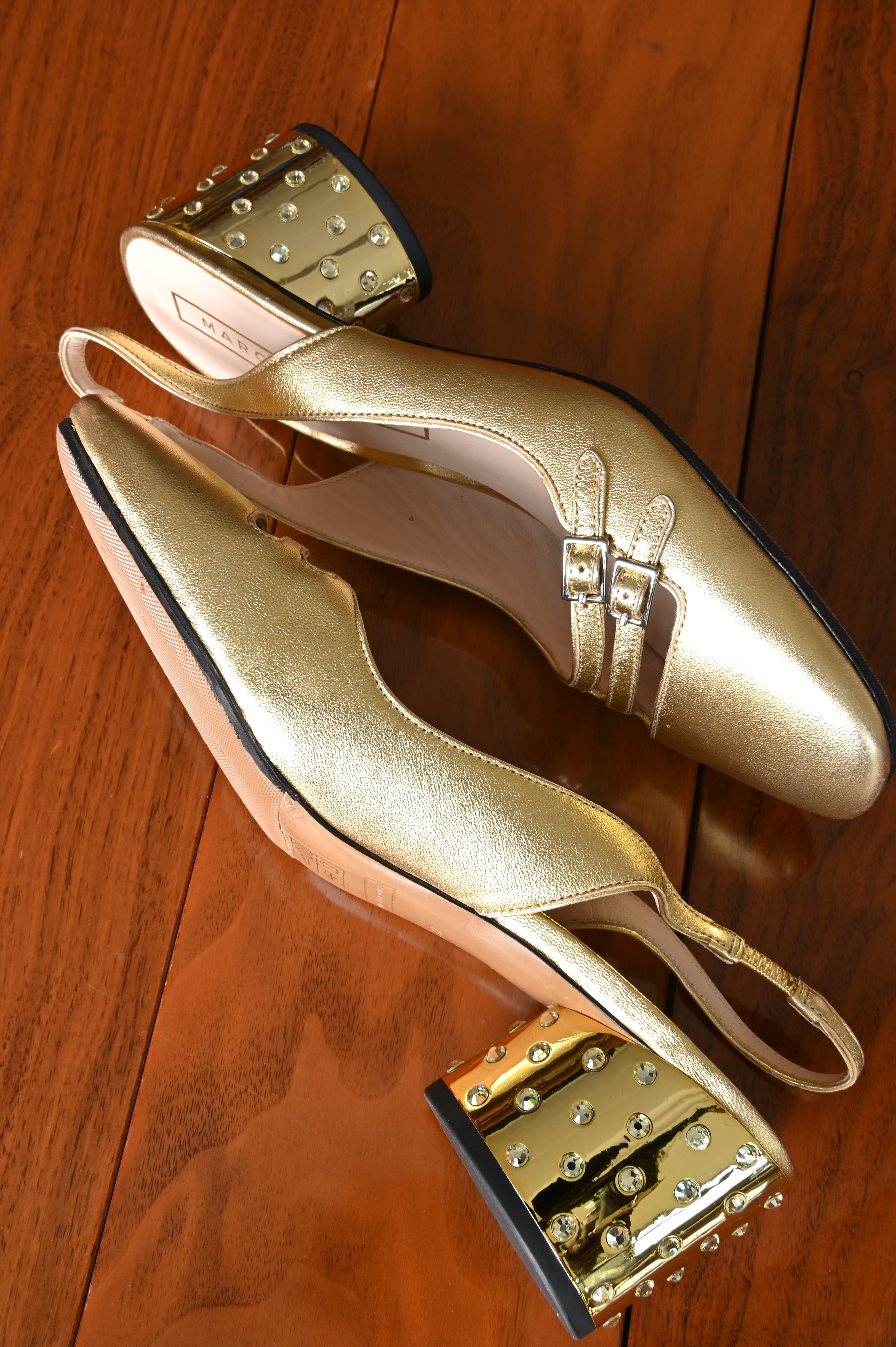 Marc Jacobs Bette Metallic Gold Slingback Pumps