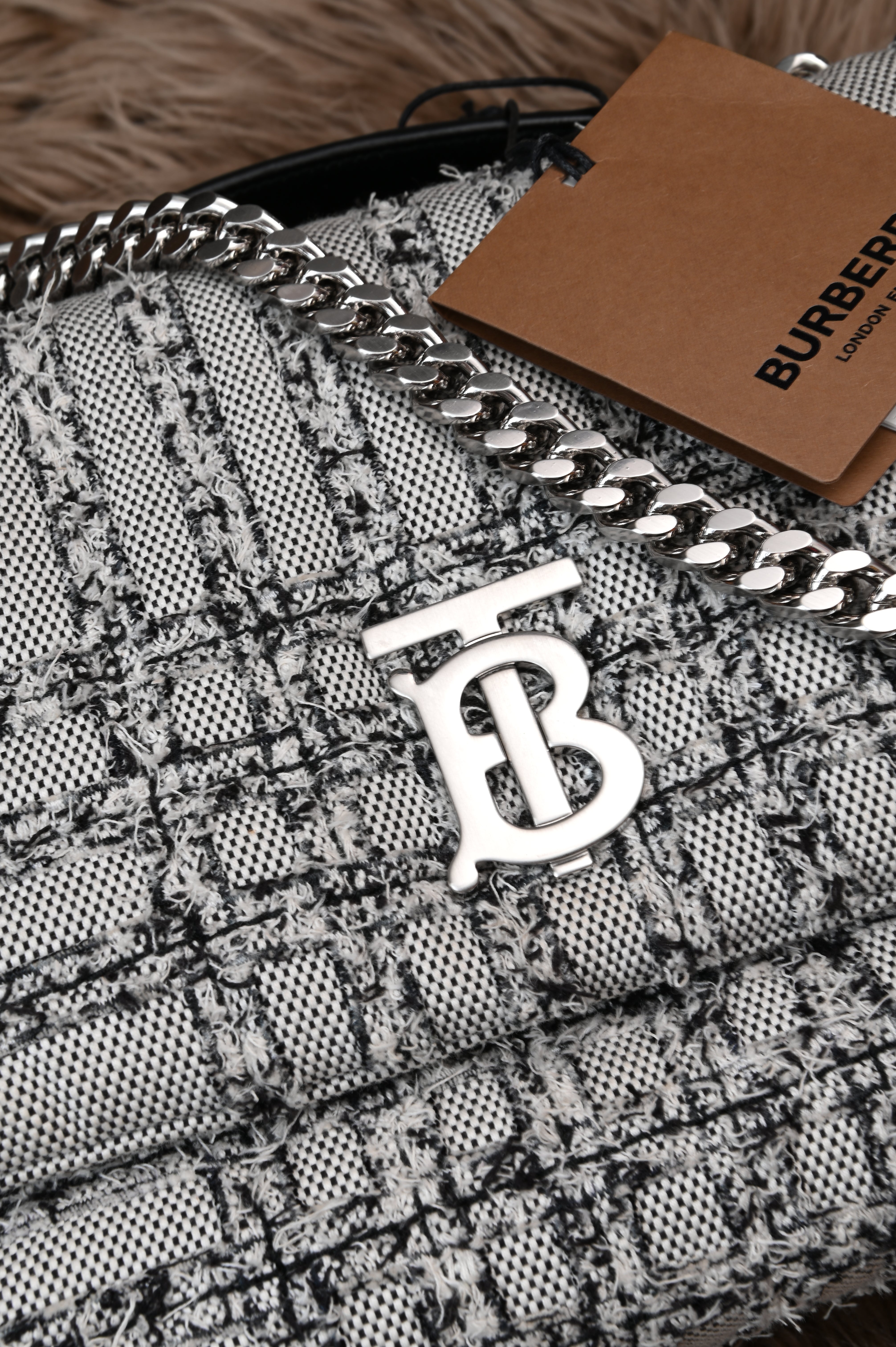 Burberry Small Lola Tweed Shoulder Bag
