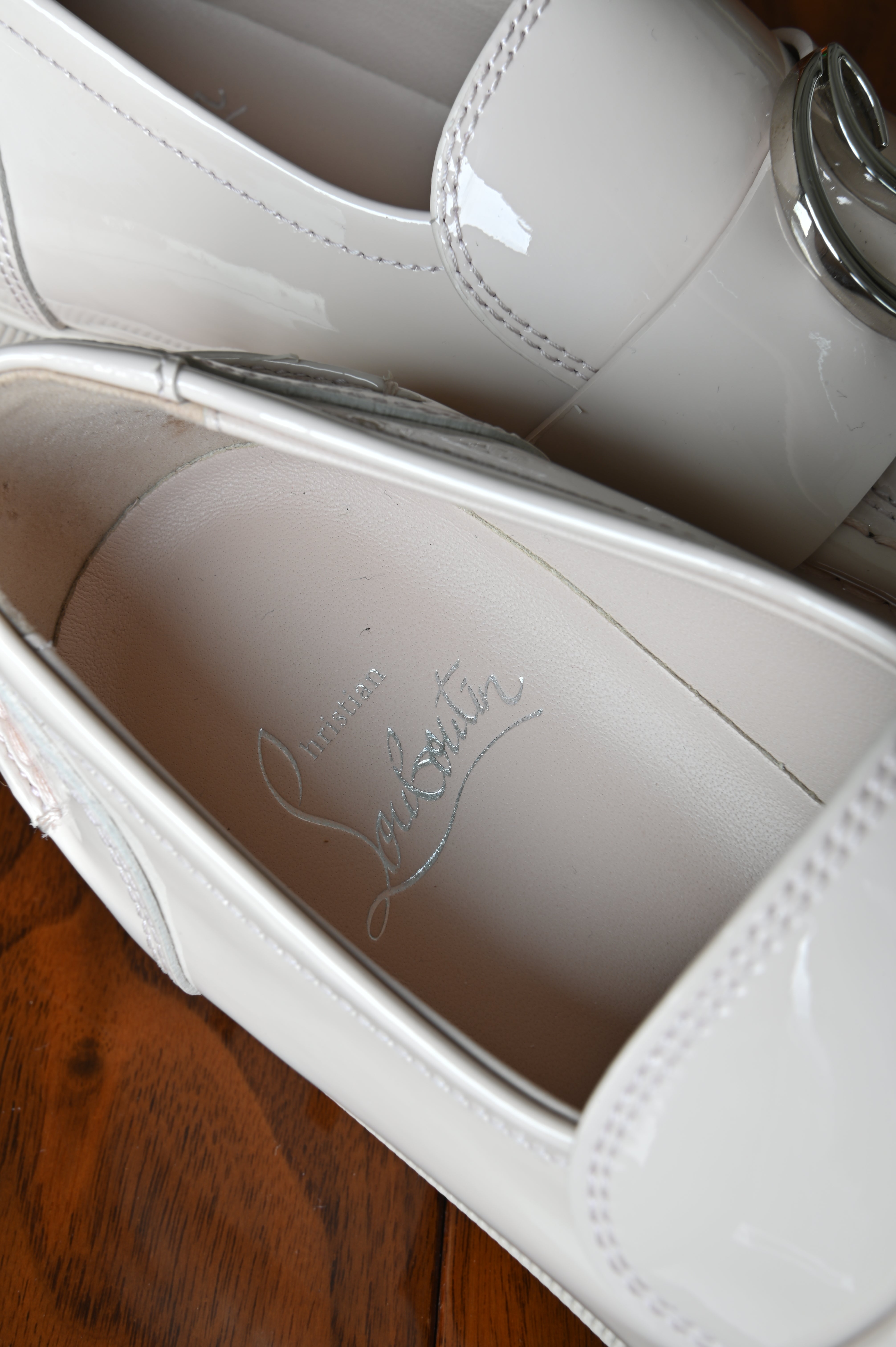 Christian Louboutin White Lock Woody Loafers