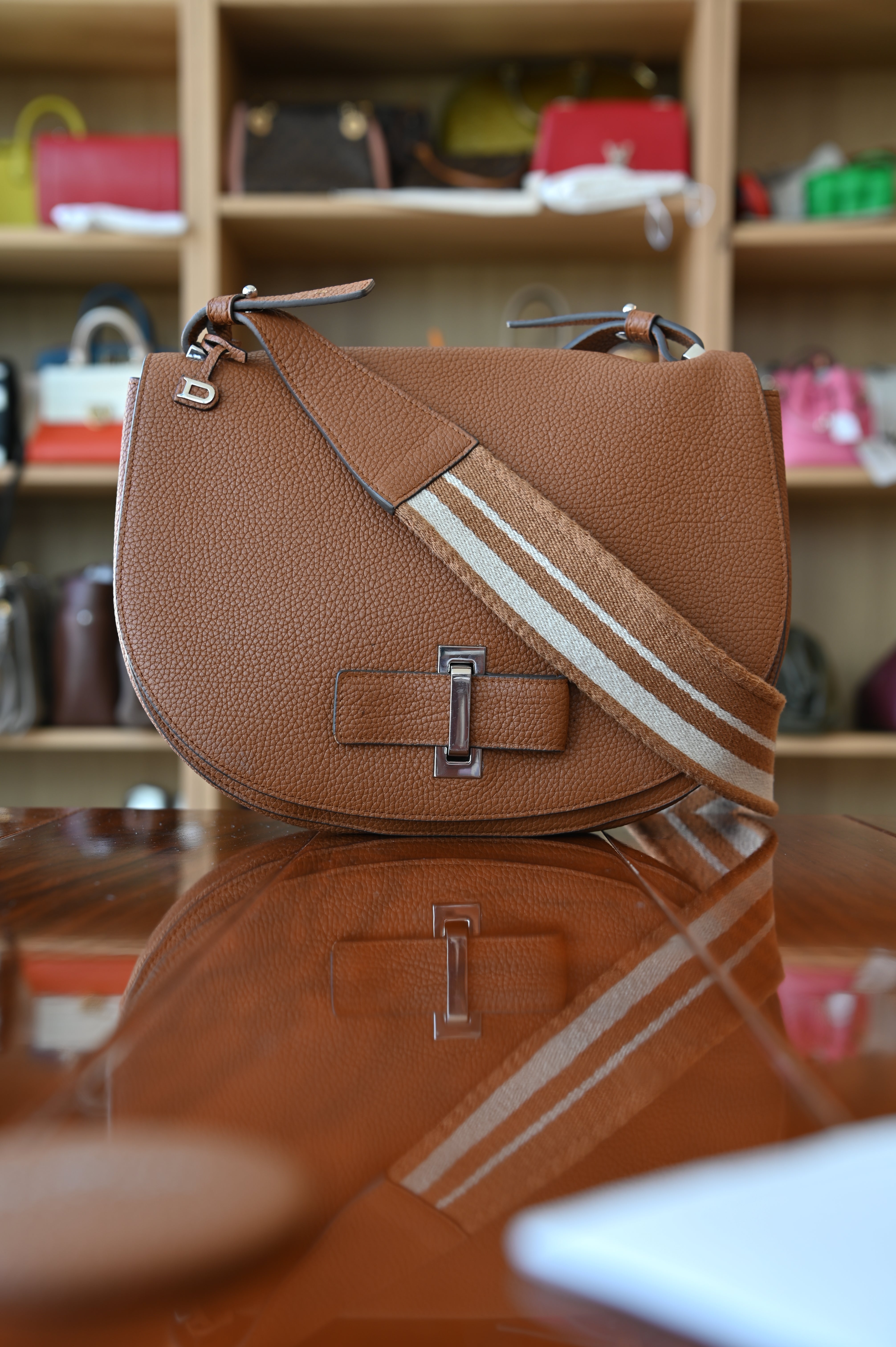 Delvaux Le Mutin Brown Saddle Bag strap