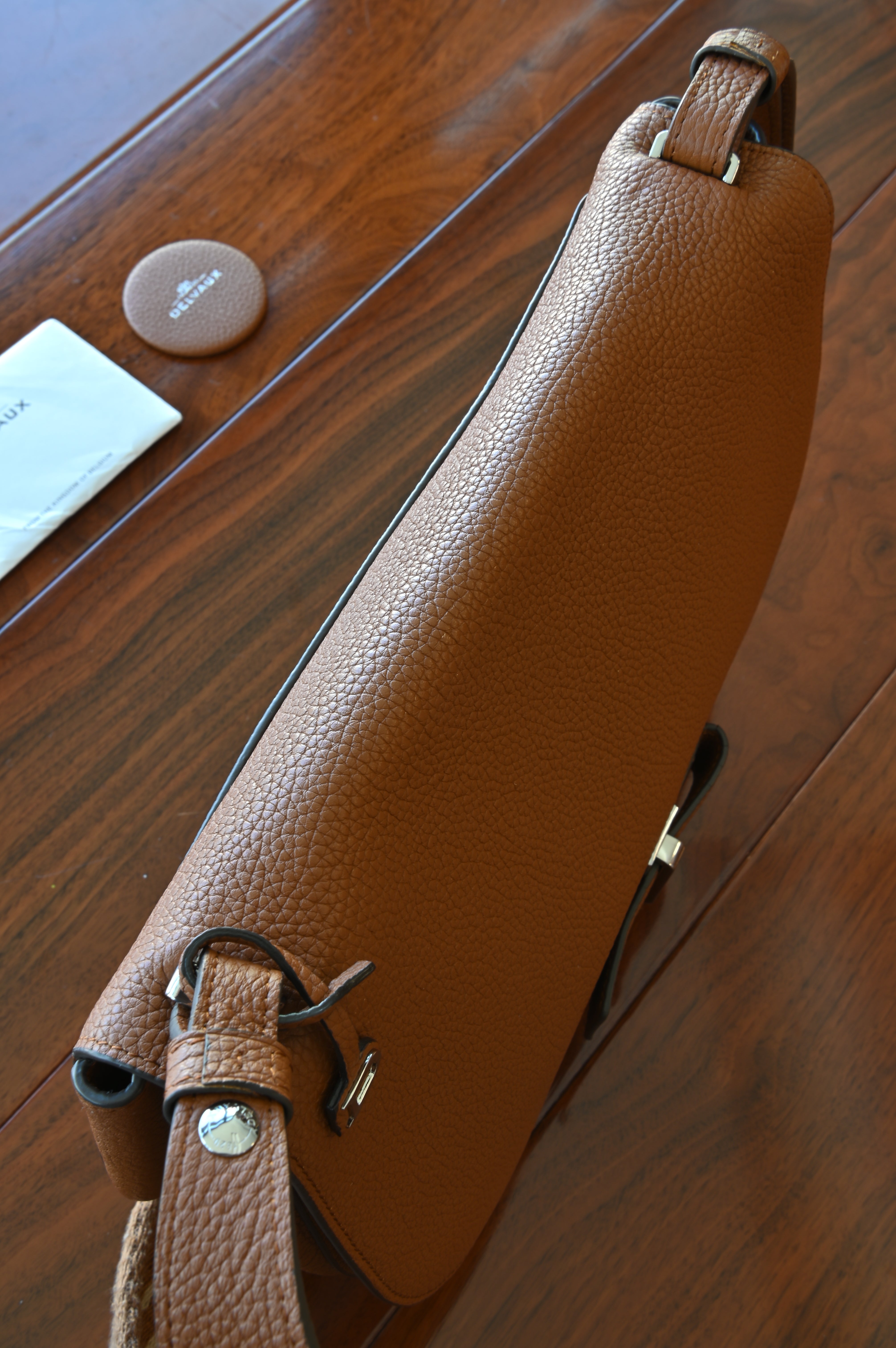 Delvaux Le Mutin Brown Saddle Bag top