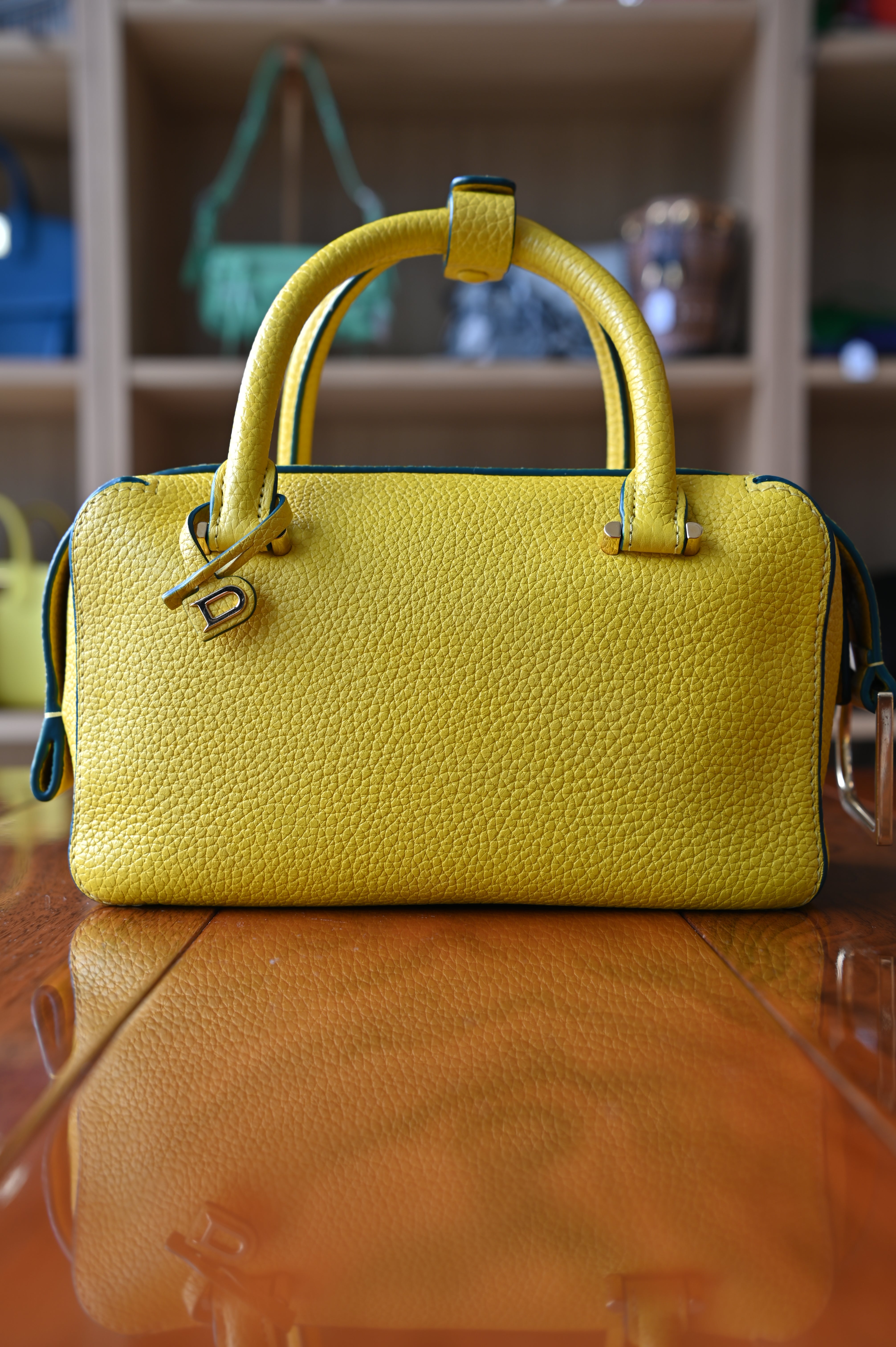 Delvaux Yellow Cool Box Nano Bag front