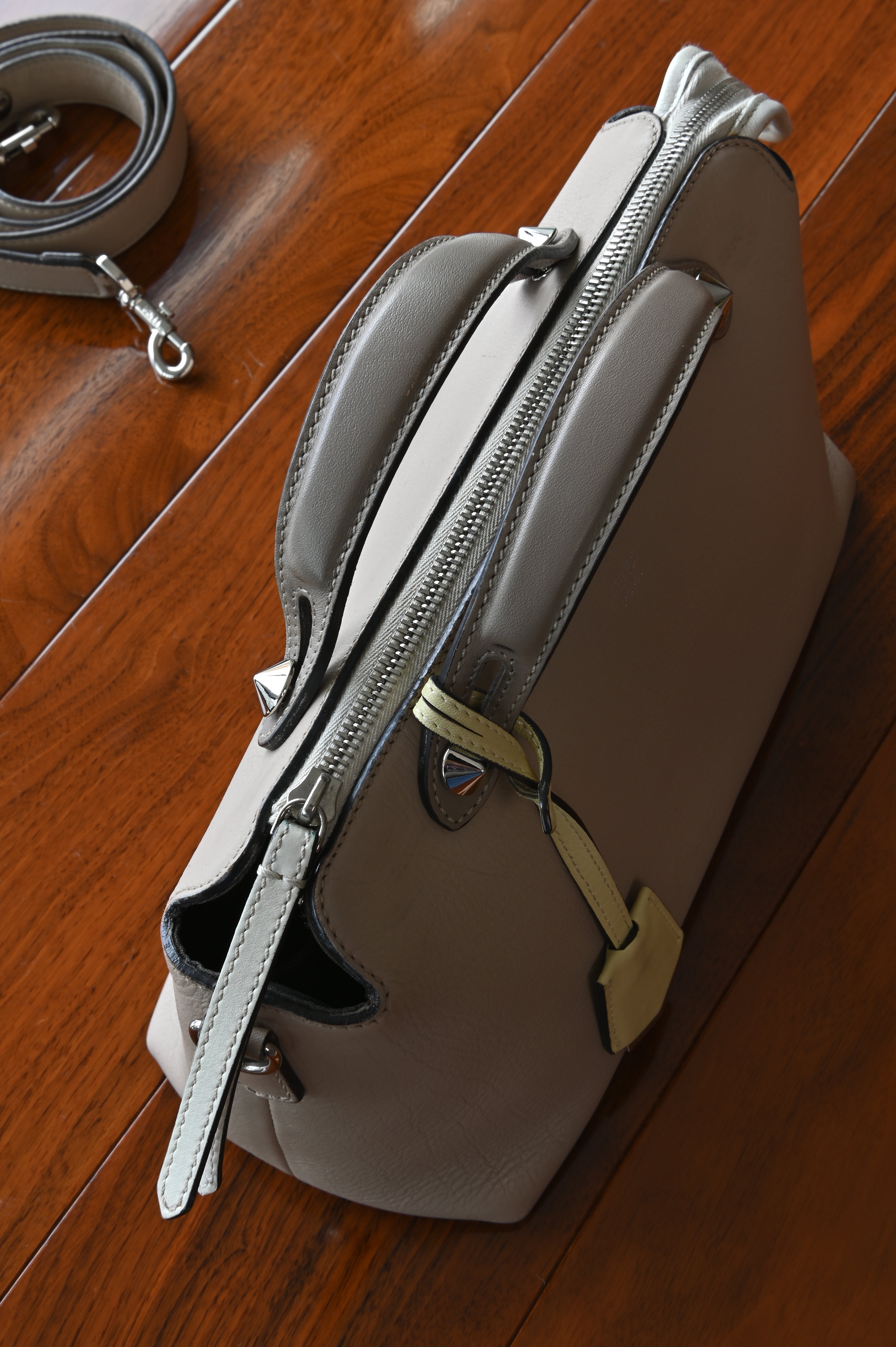 Fendi By The Way Taupe Shoulder Bag top