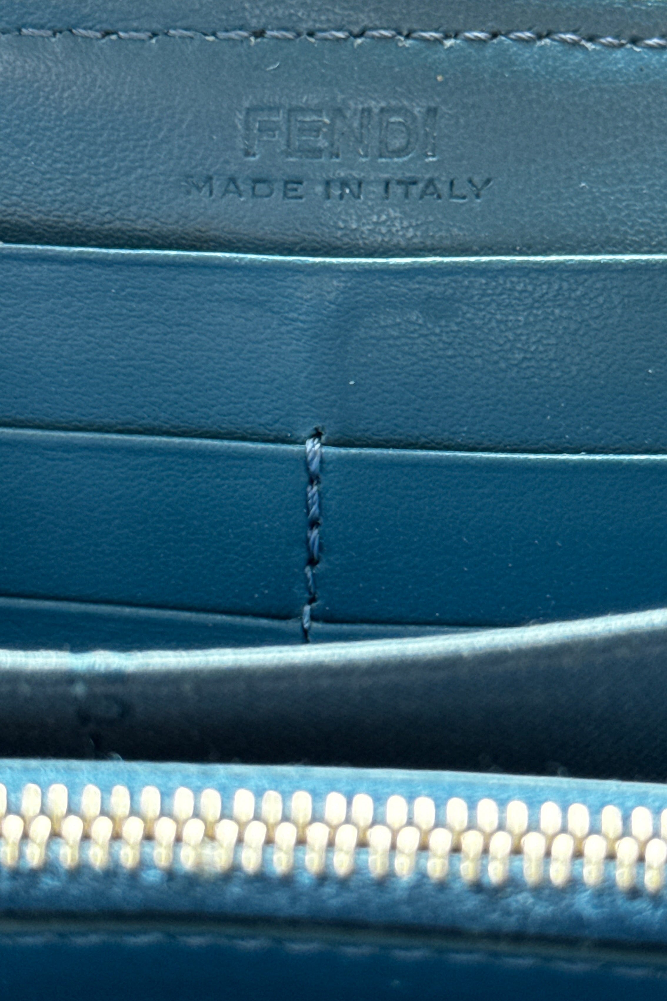 Fendi Dark Blue Long Wallet logo