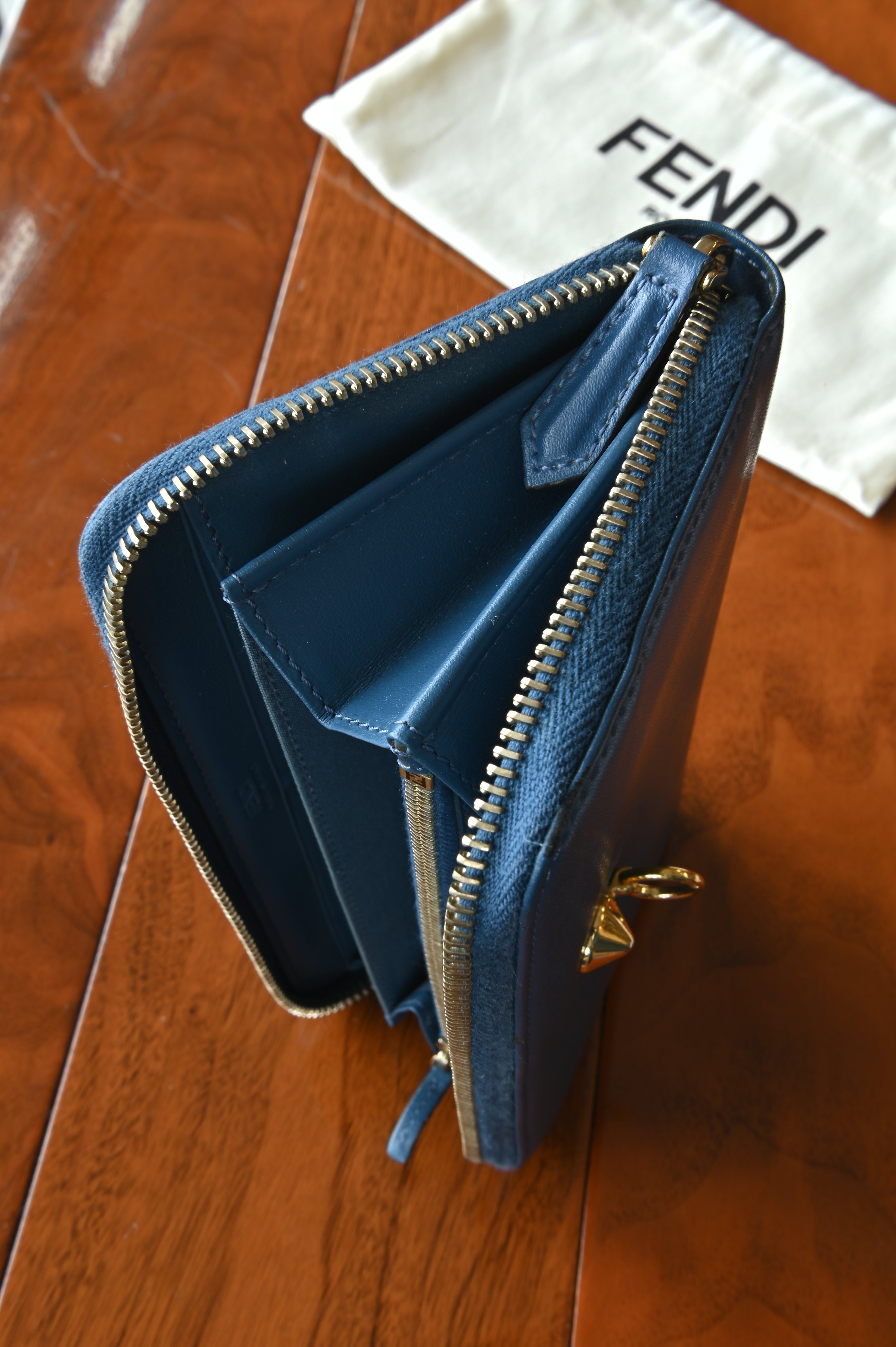 Fendi Dark Blue Long Wallet side