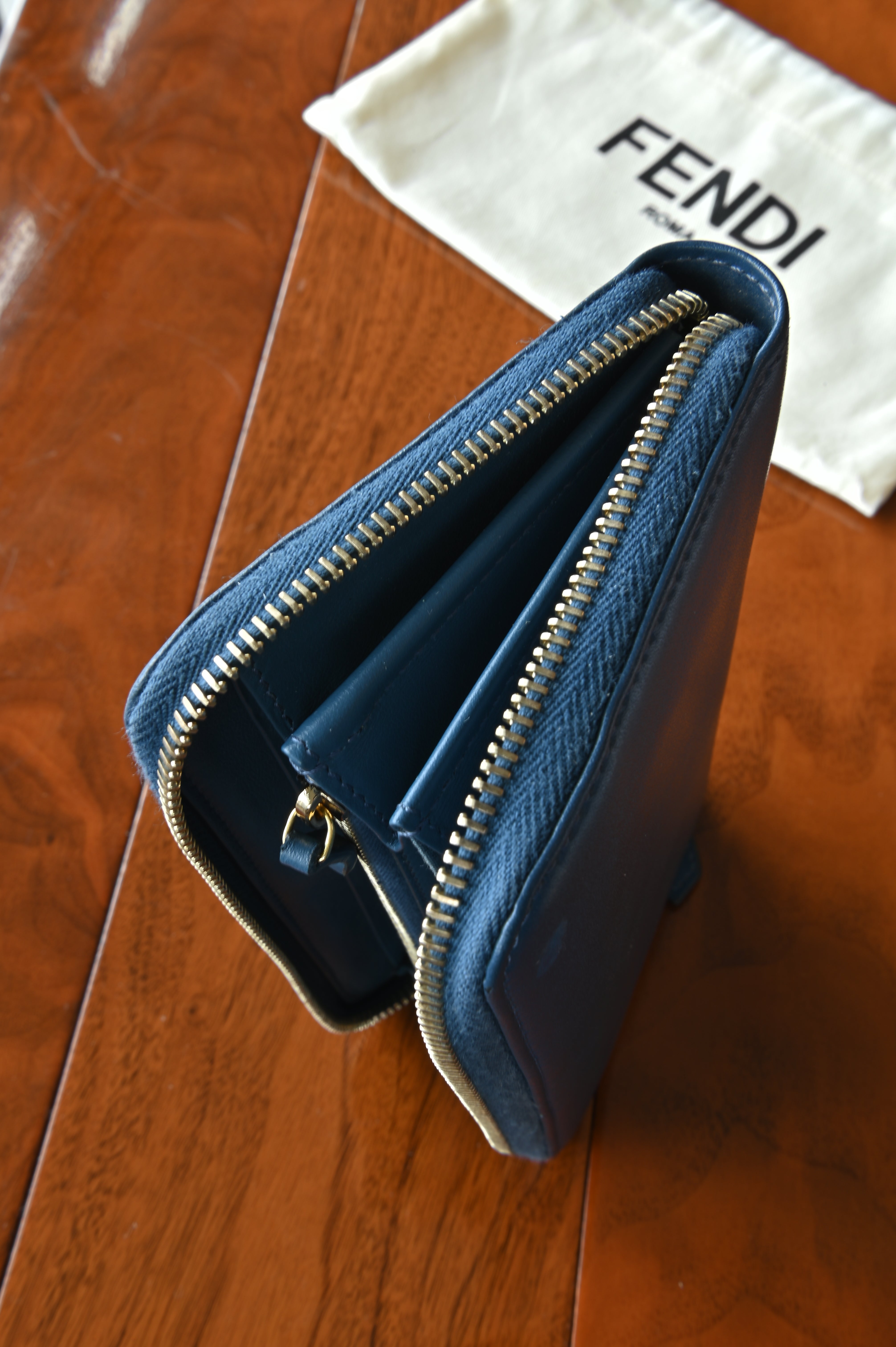 Fendi Dark Blue Long Wallet side two