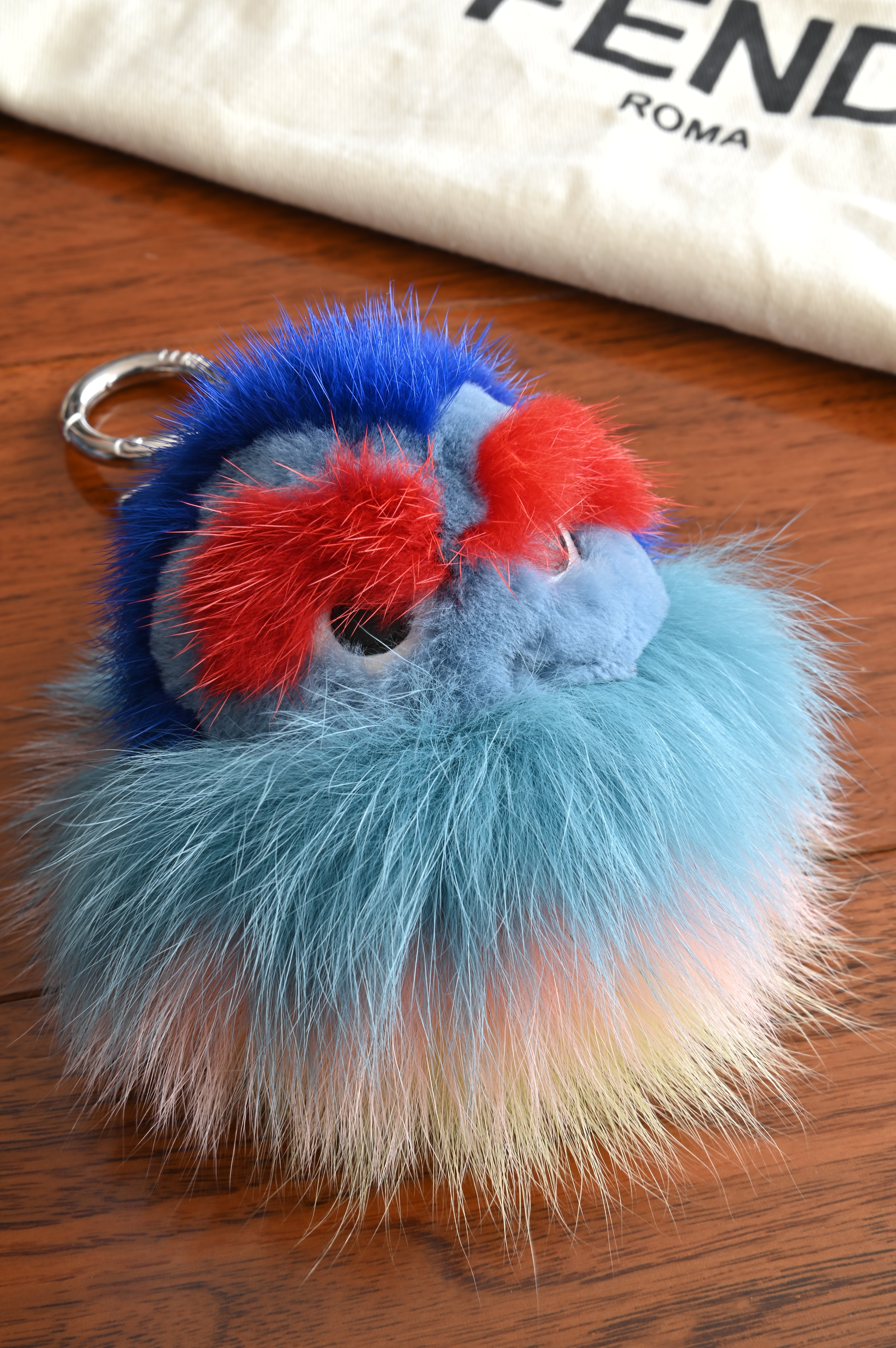 Fendi Monster Multi coloured Fox Fur Charm angle