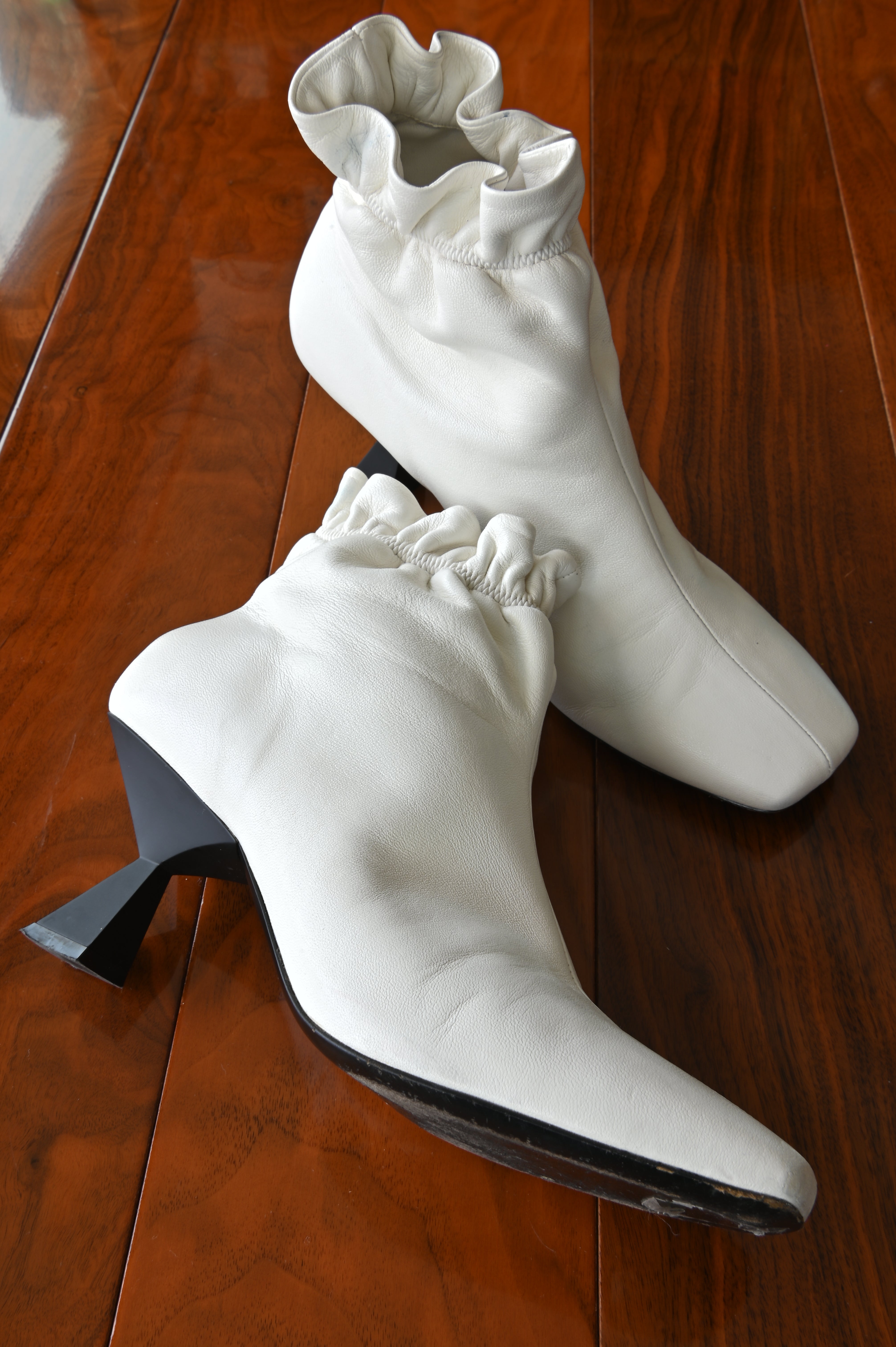 Givenchy White Lamb Leather Ankle Boots left