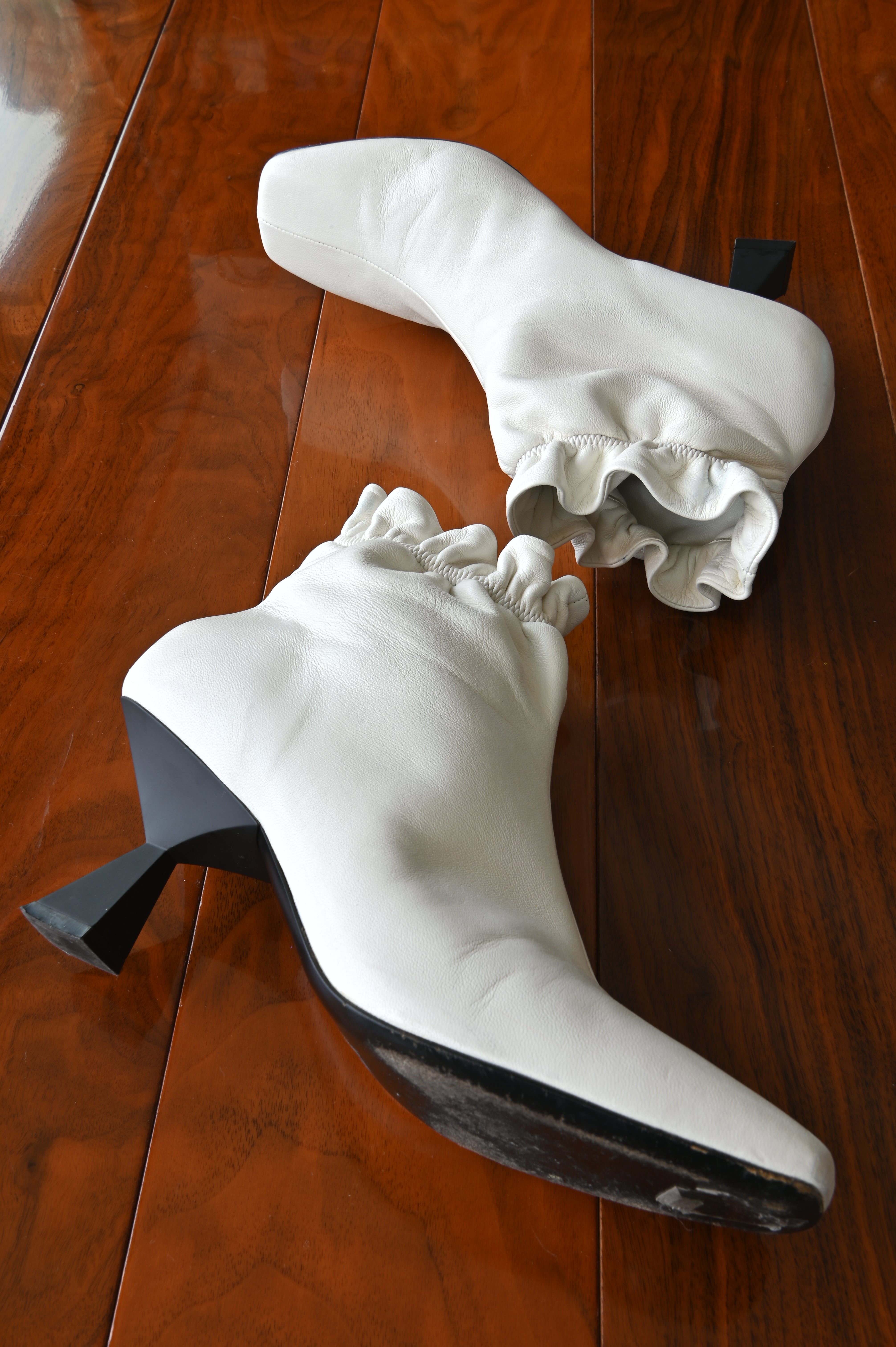 Givenchy White Lamb Leather Ankle Boots side