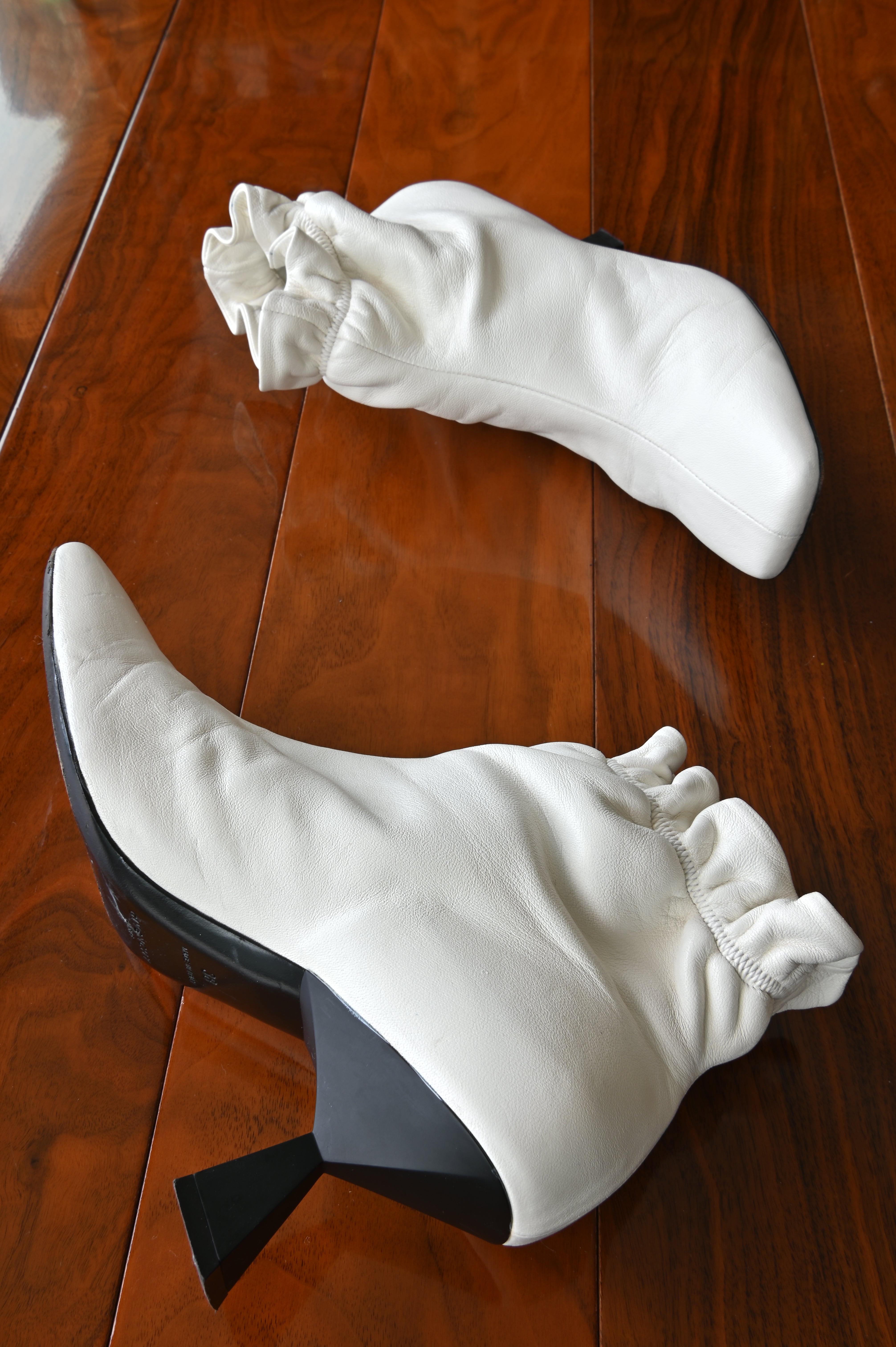 Givenchy White Lamb Leather Ankle Boots side two