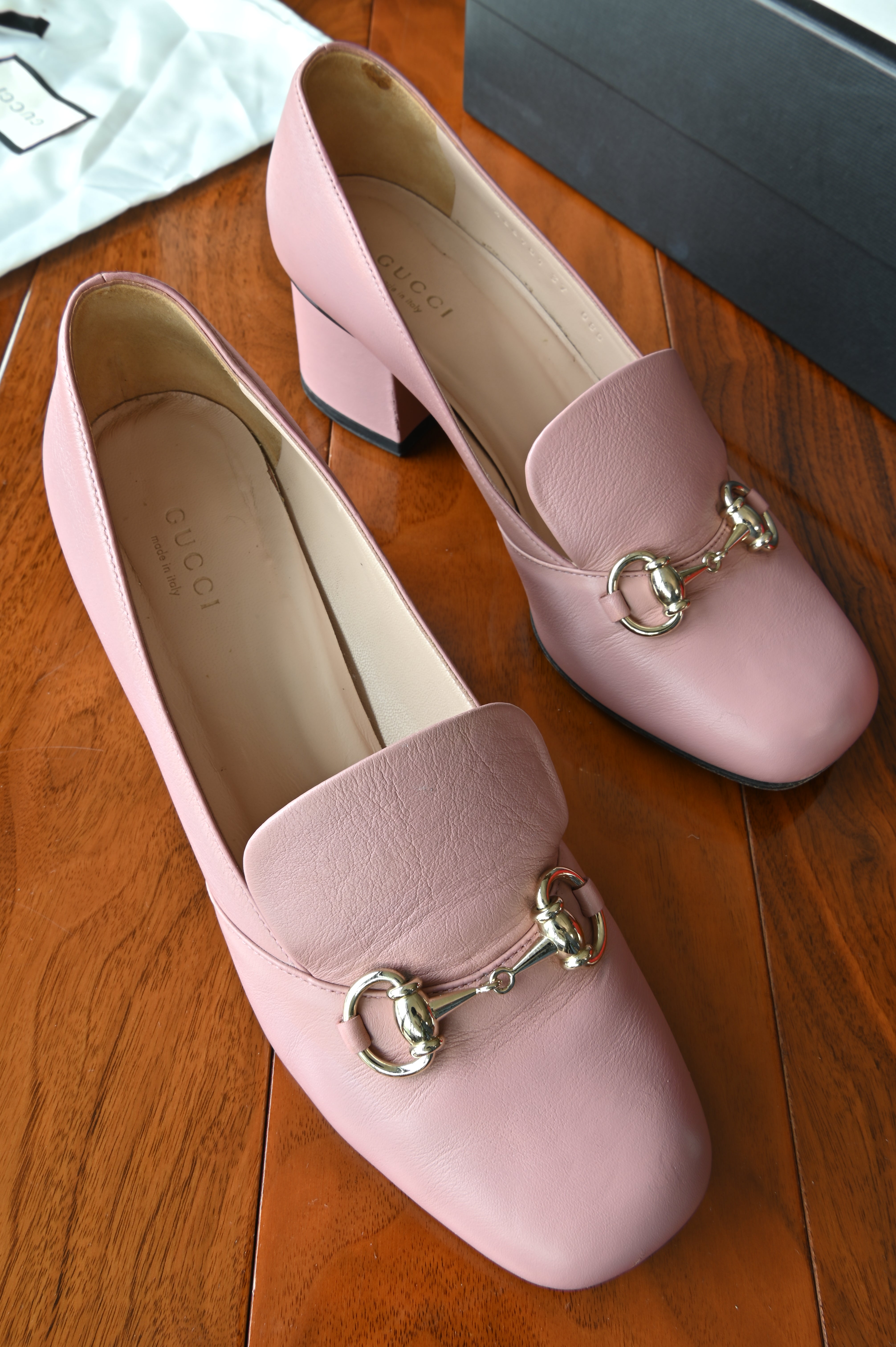 Gucci Horsebit Block Heel Loafer Pumps
