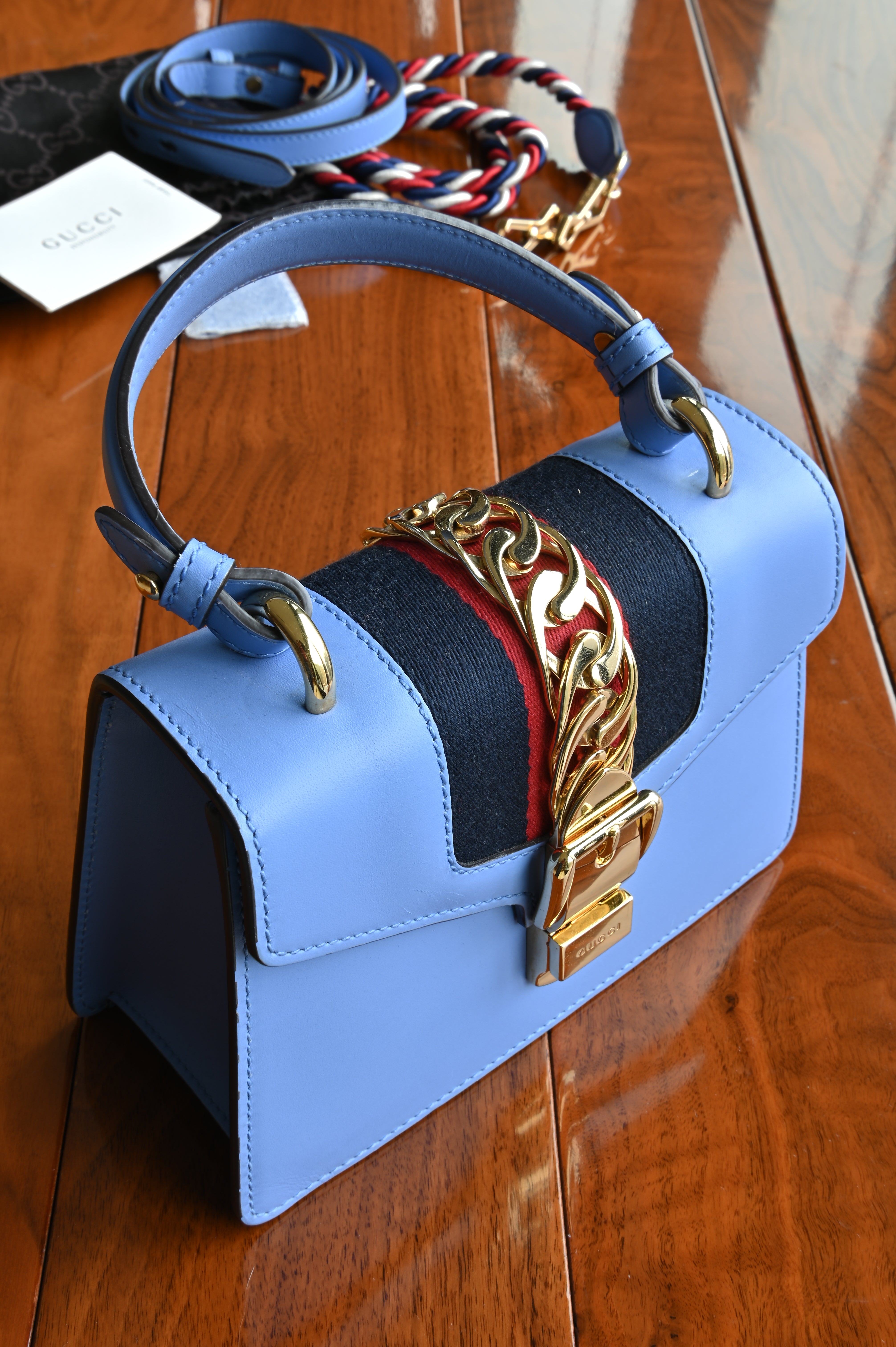 Gucci Light Blue Sylvie Bag front