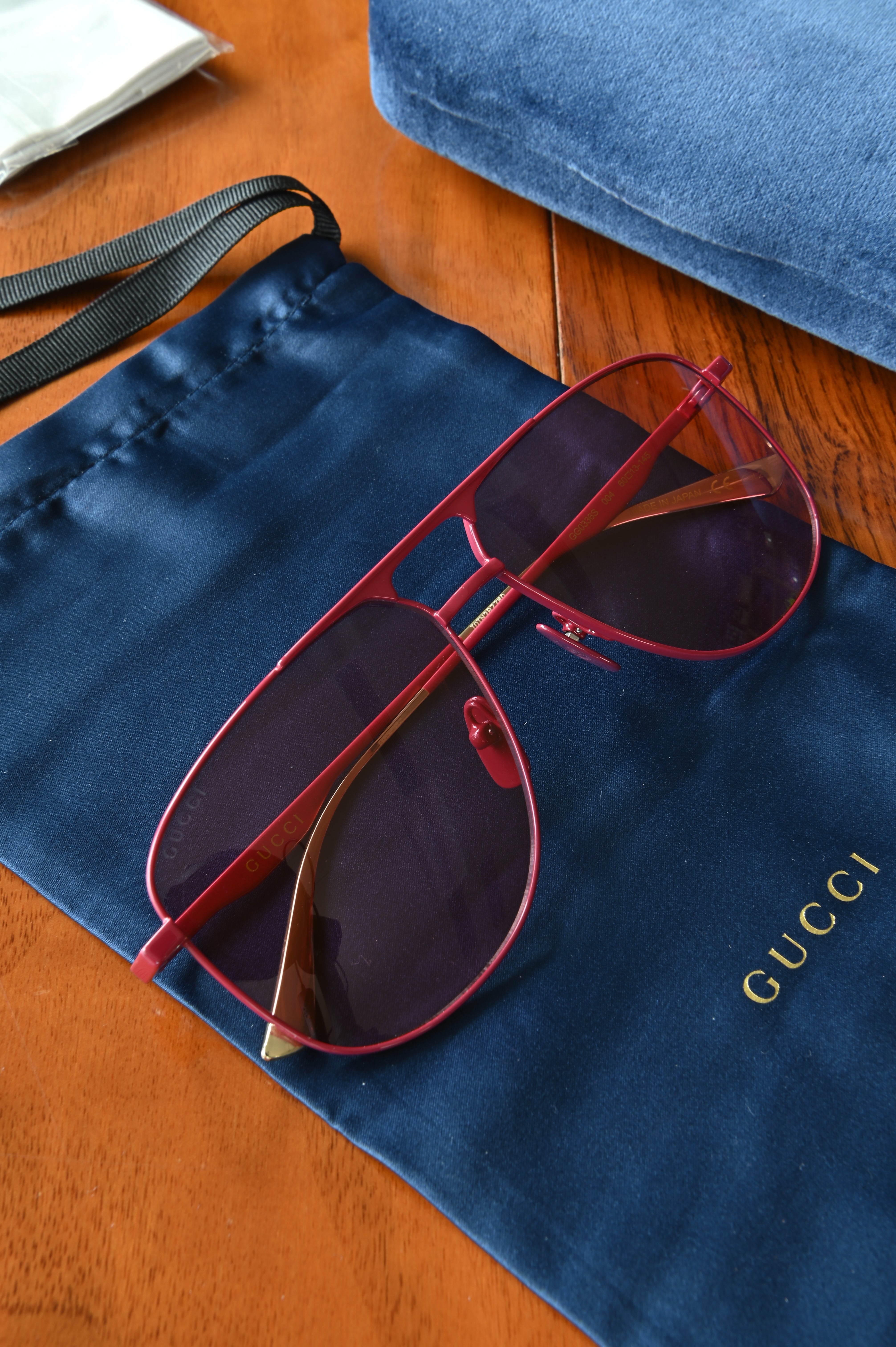 Gucci Pink Metal Aviator Sunglasses
