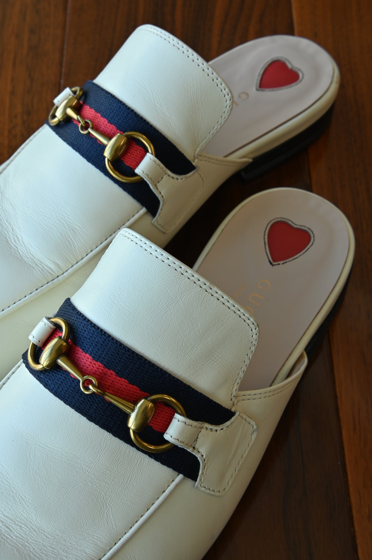 Gucci Princetown White Horsebit Mules back