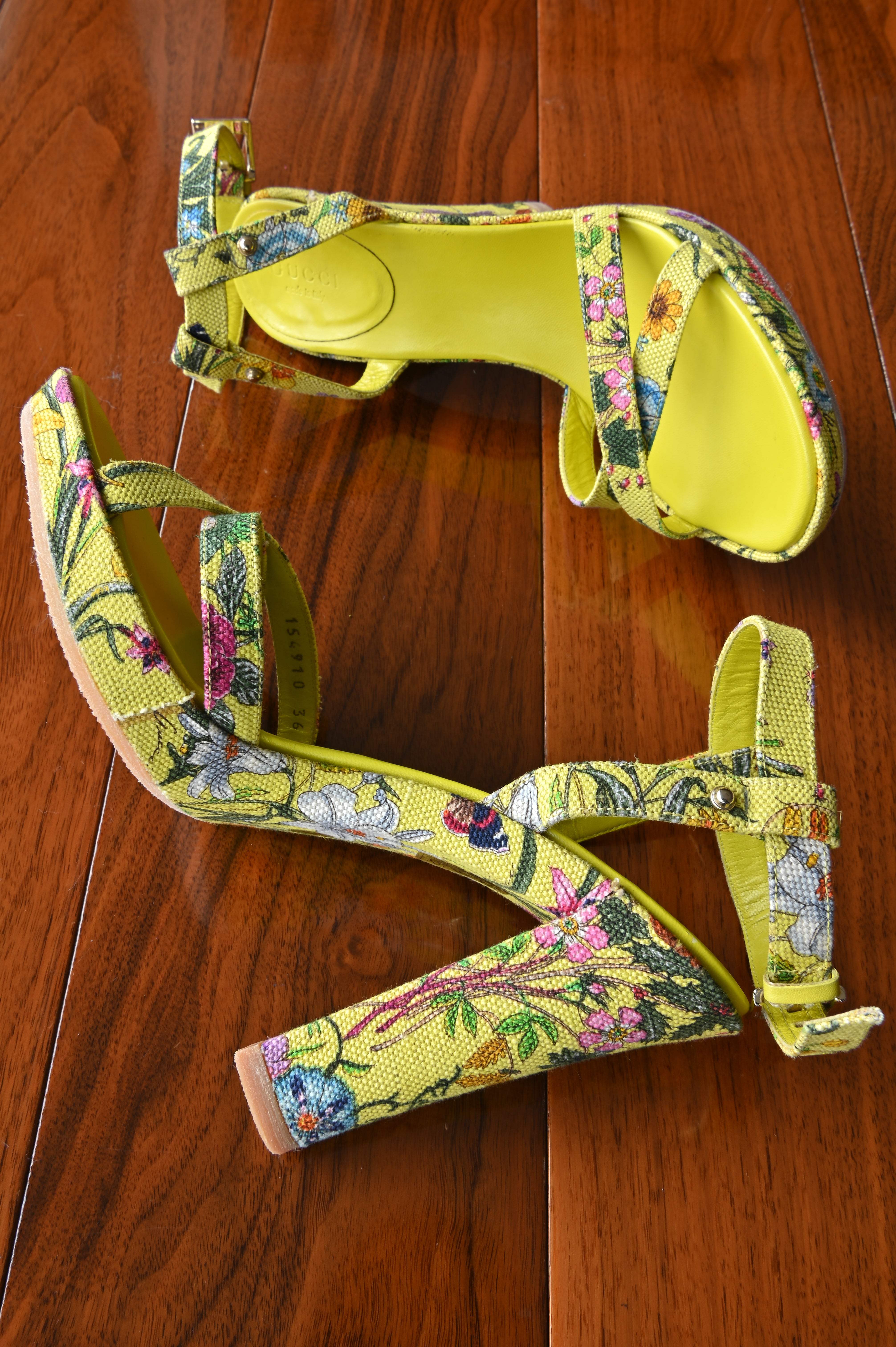 Gucci Yellow Floral Heels side two