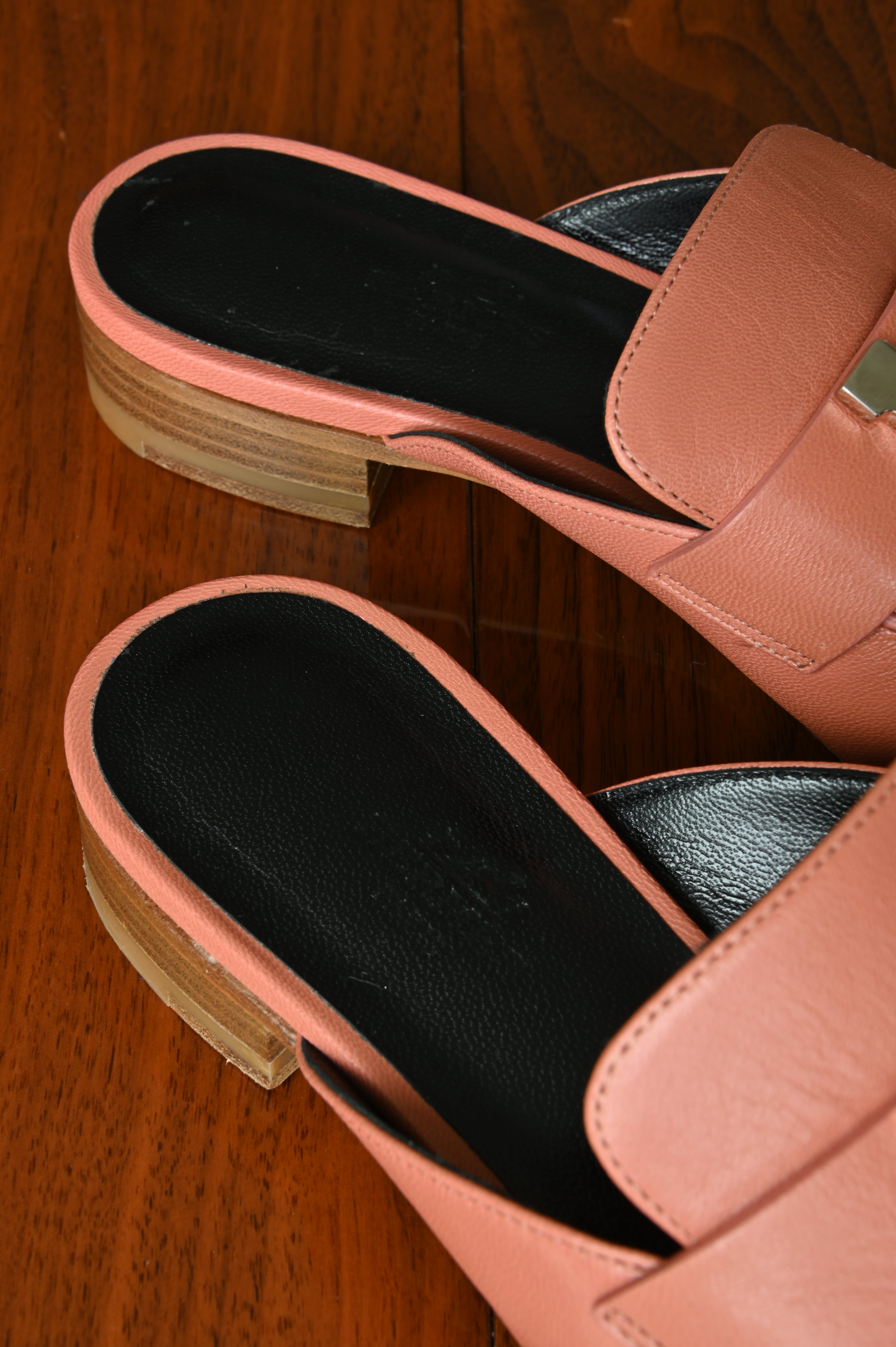 Hermès Dusty Rose leather Paradis Mules logo two