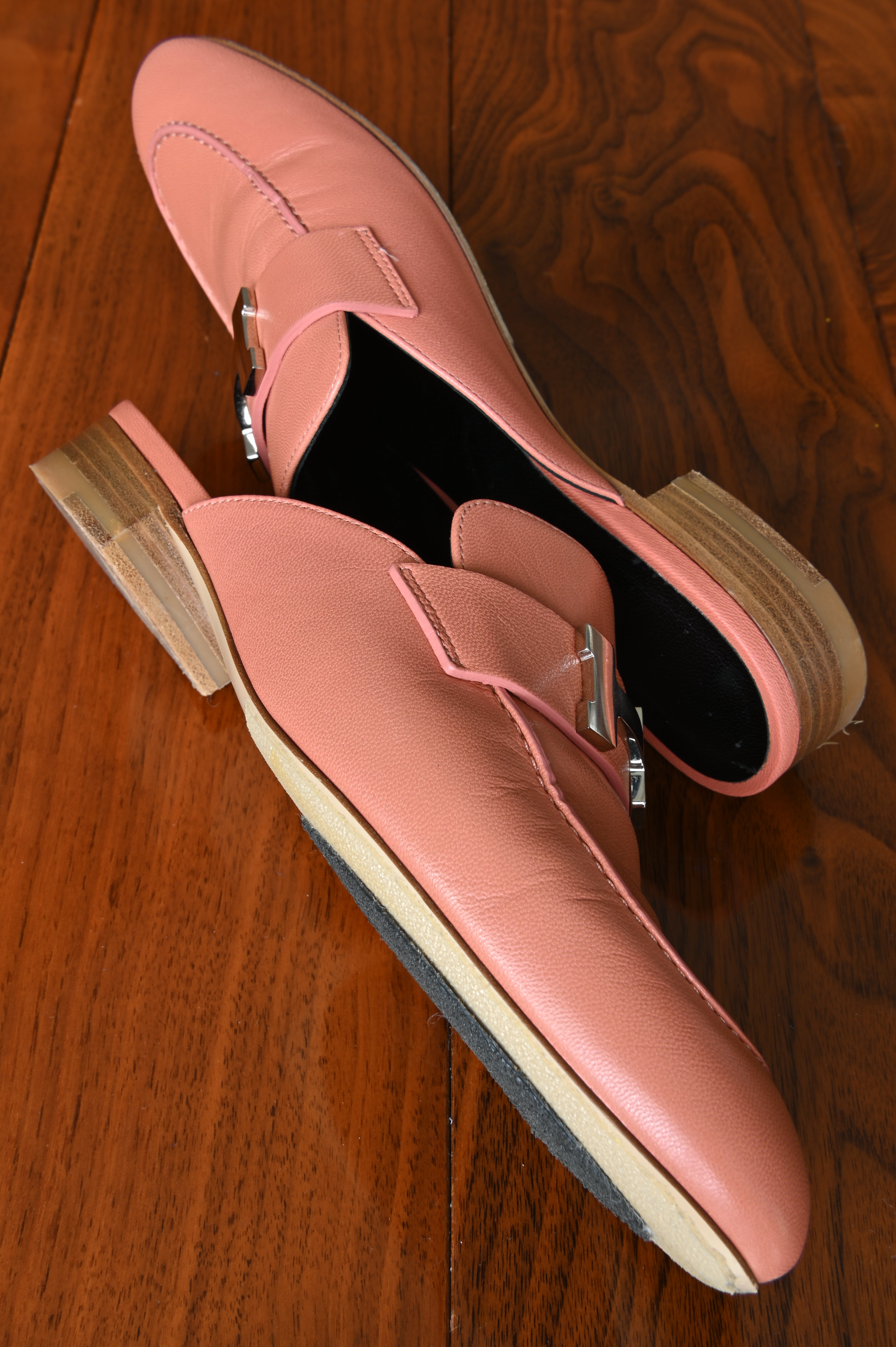 Hermès Dusty Rose leather Paradis Mules side