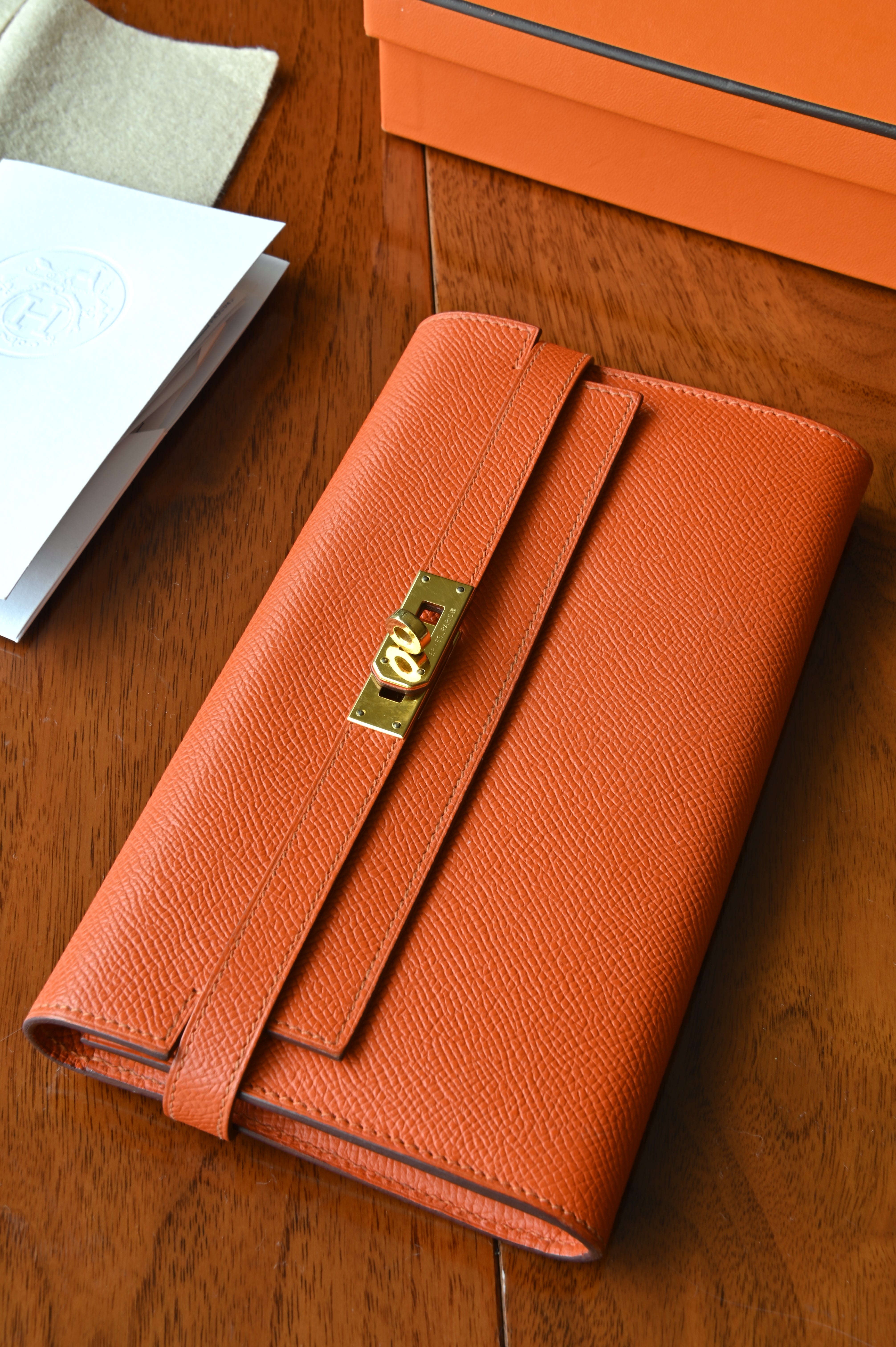 Hermès Orange Epsom Leather Long Wallet
