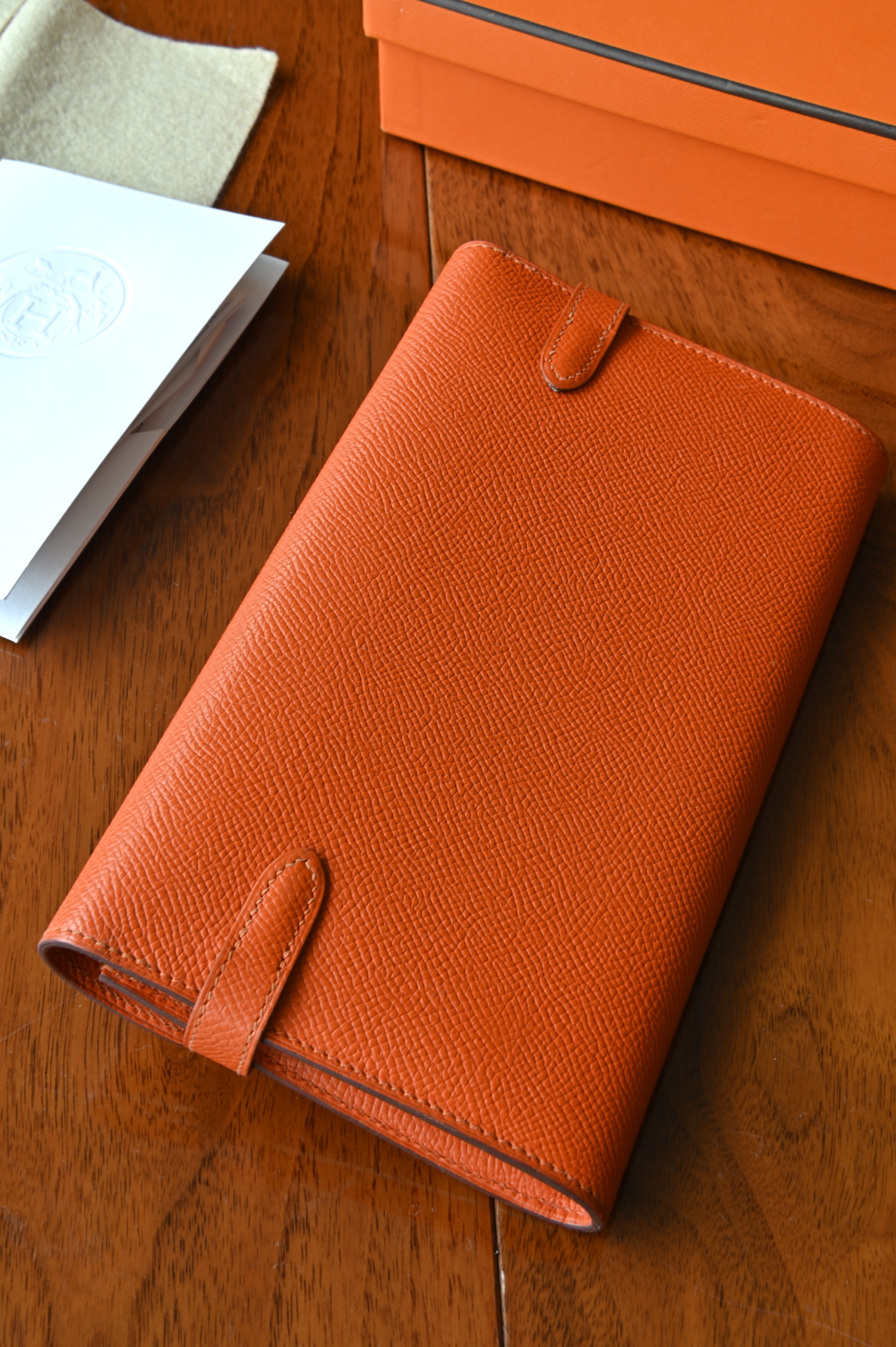 Hermès Orange Epsom Leather Long Wallet back