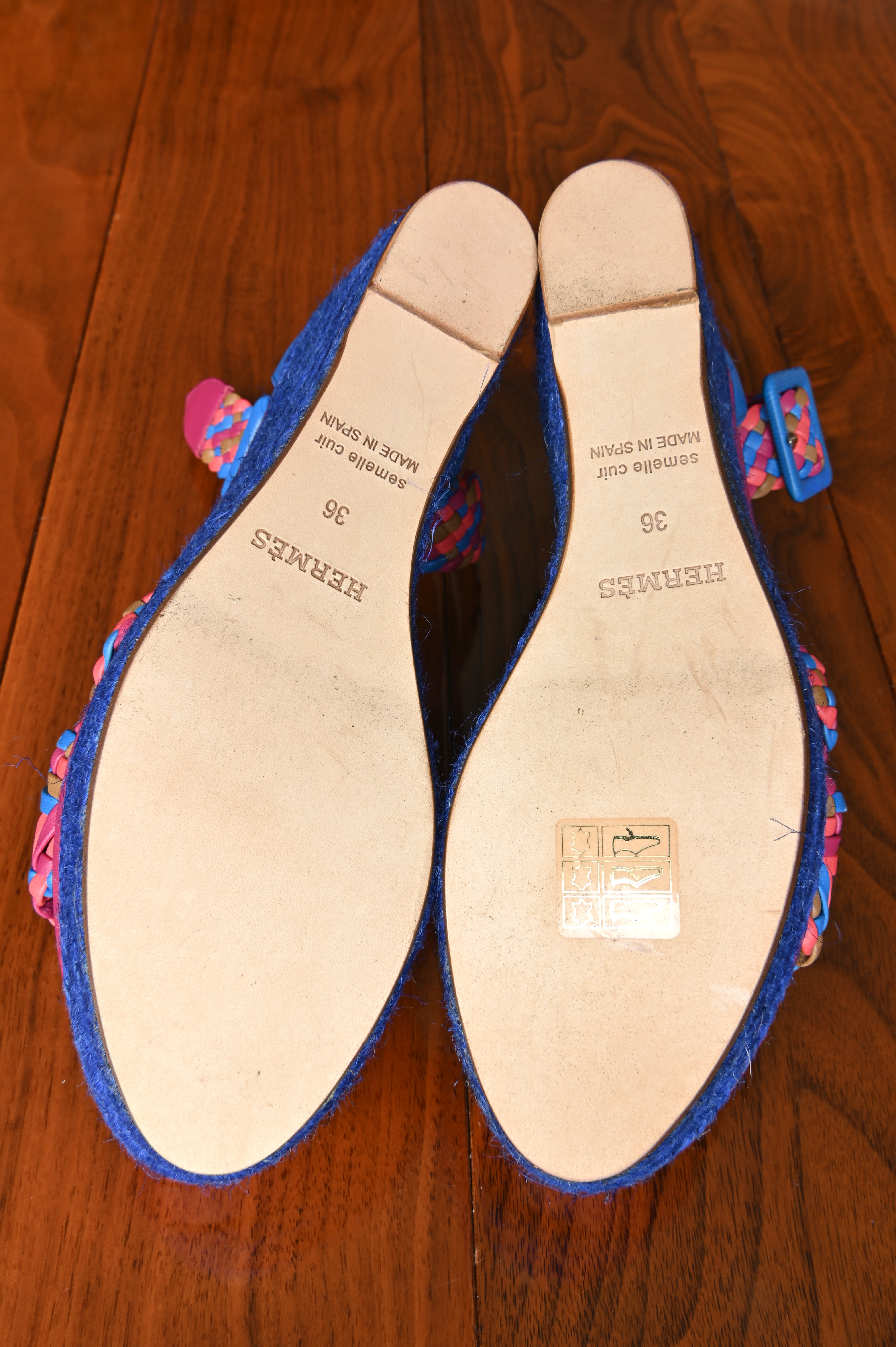 Hermès Tilana Woven Multicolor Espadrille Wedges bottom