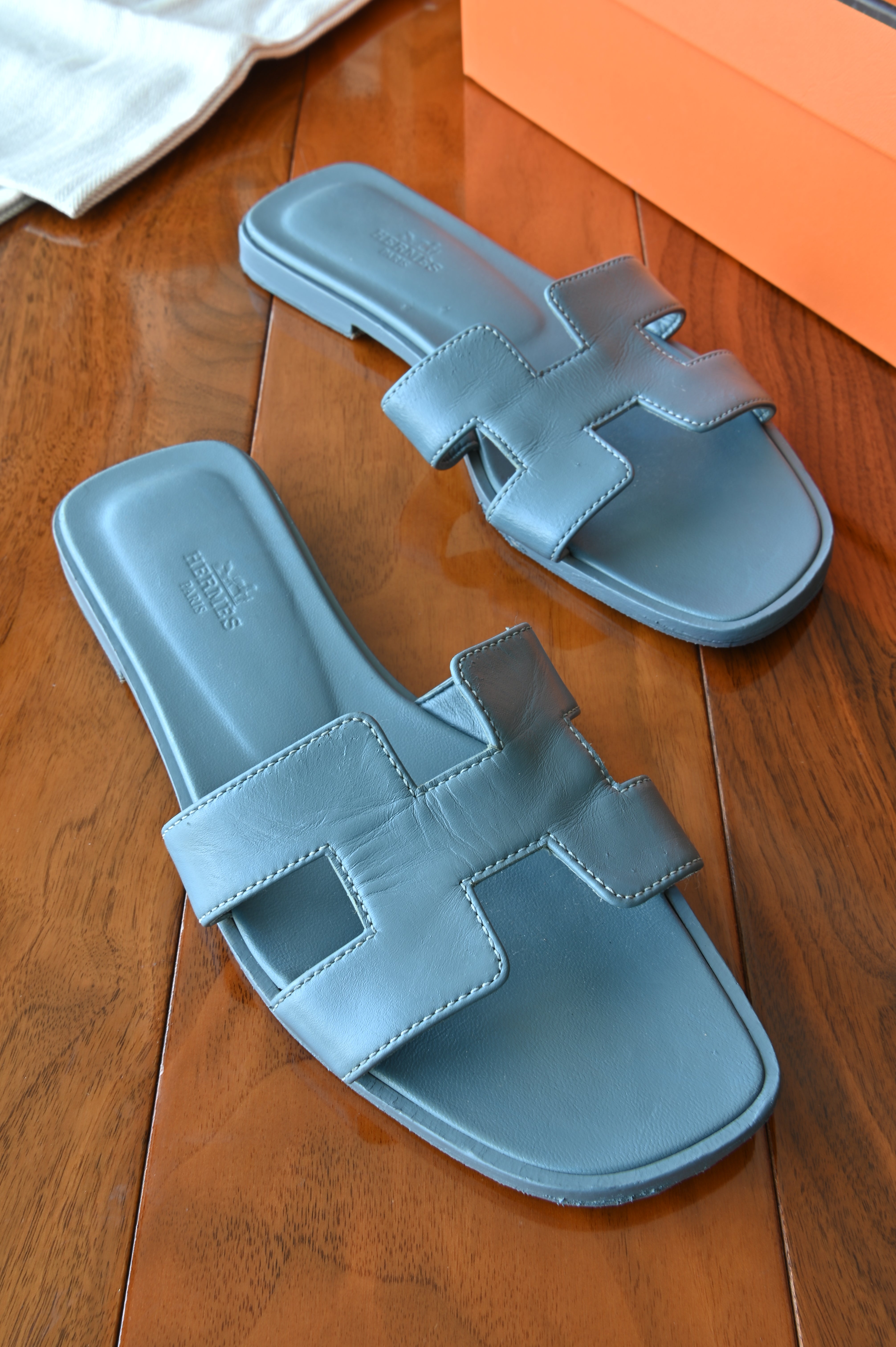 Hermes Blue Oran Sandals