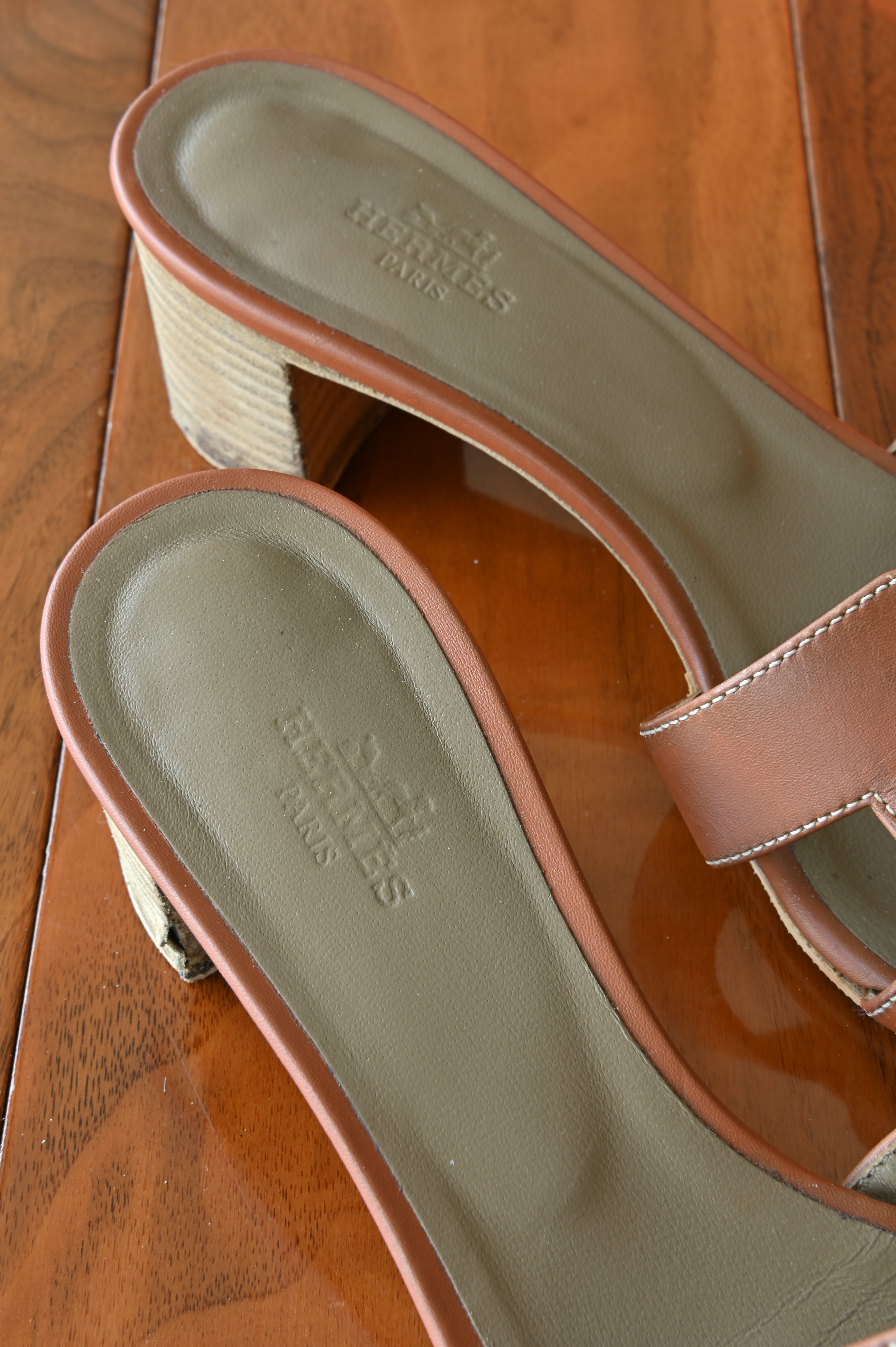 Hermes Brown Oasis Sandals back