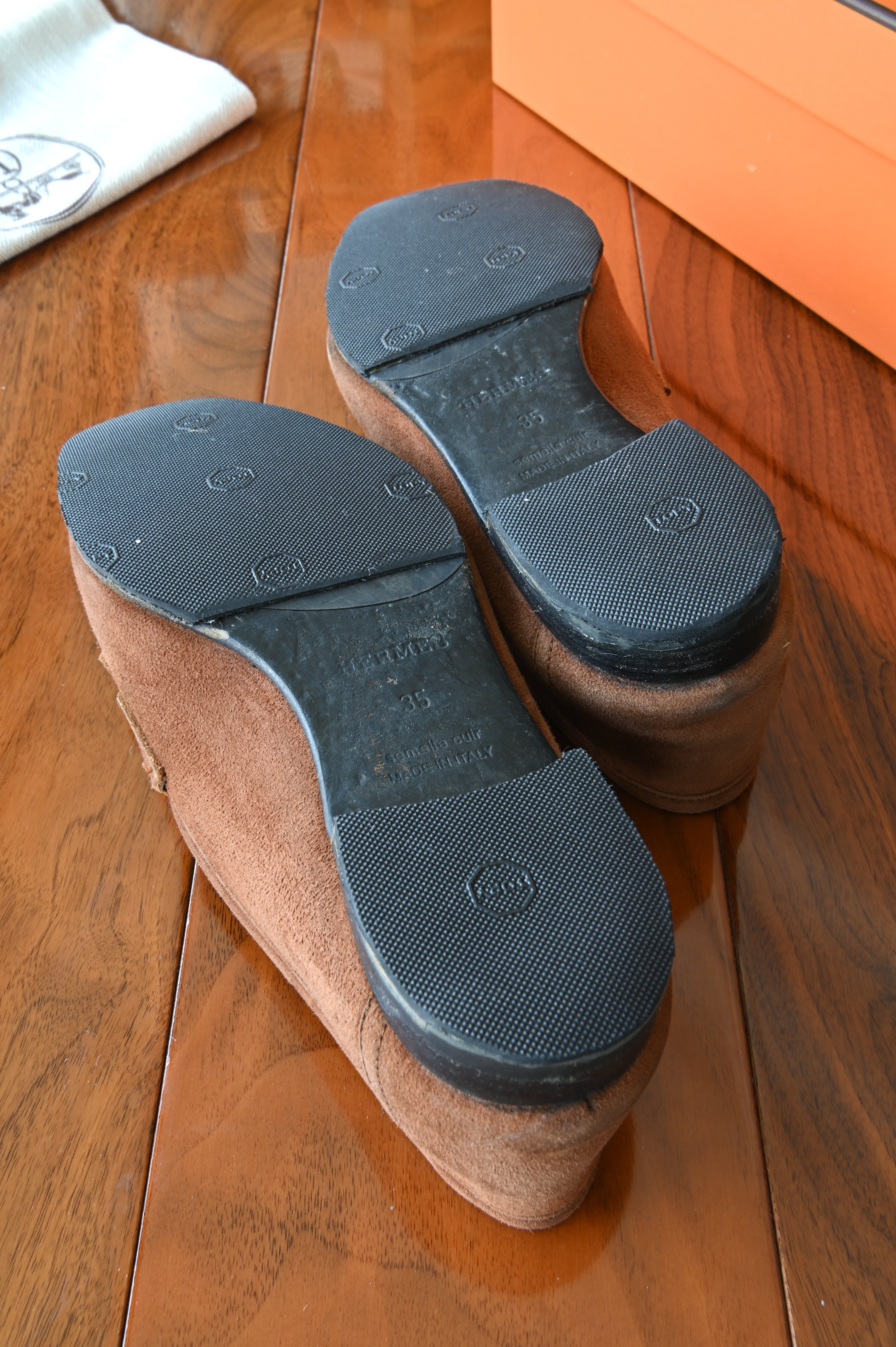 Hermes Brown Royal Moccasins Loafers bottom