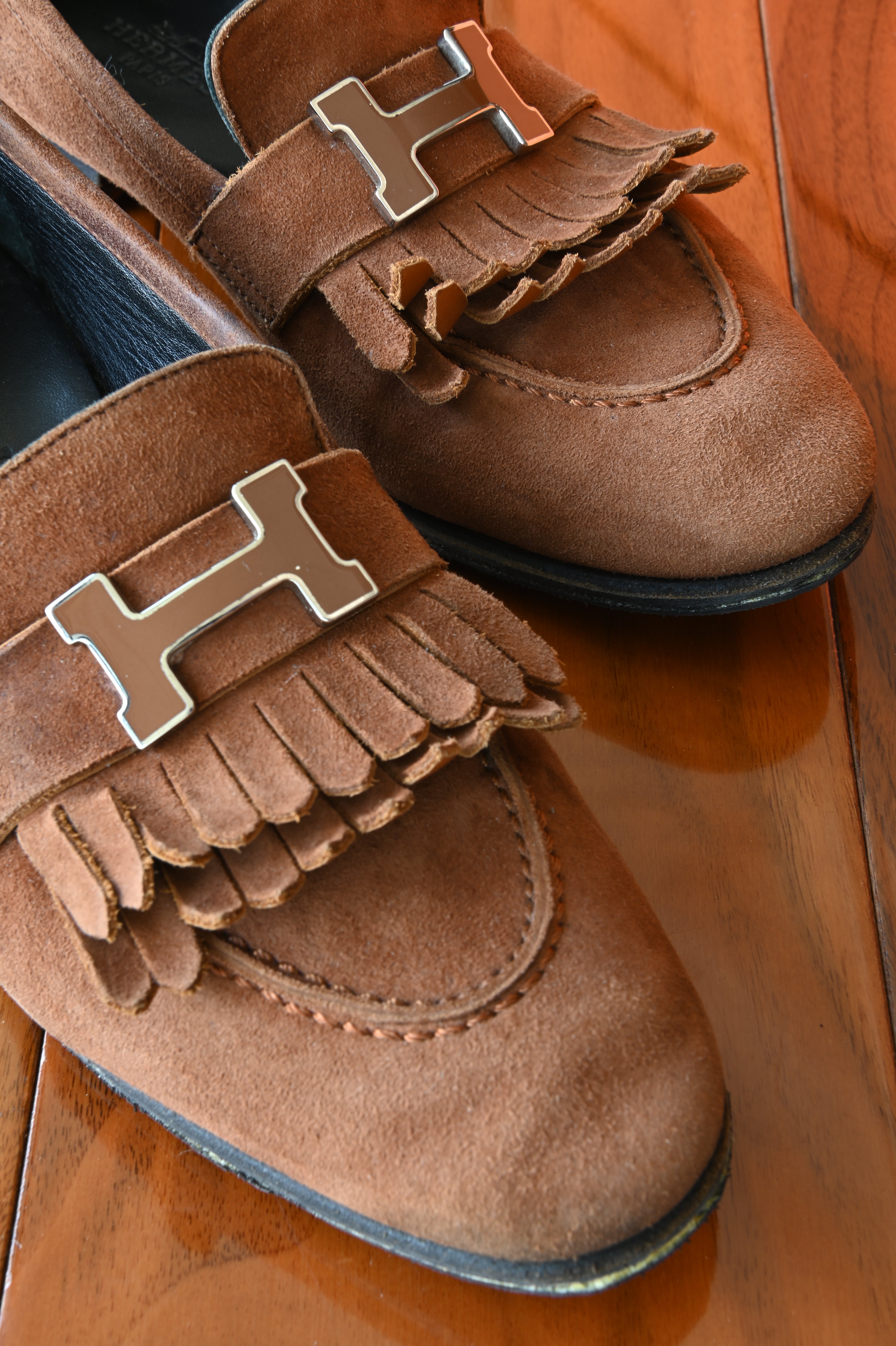 Hermes Brown Royal Moccasins Loafers front