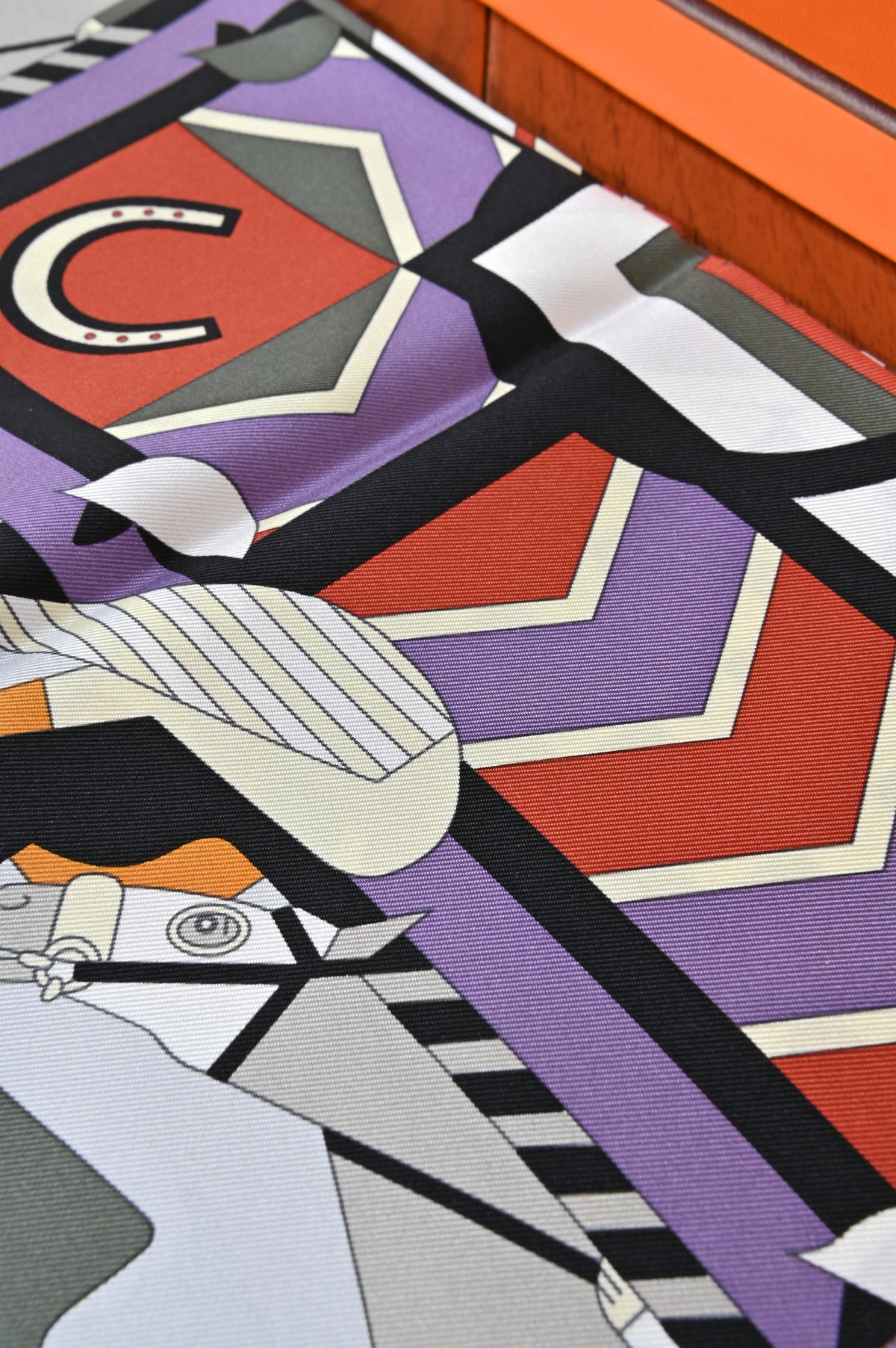Hermes Horse Graphic Design Silk Scarf