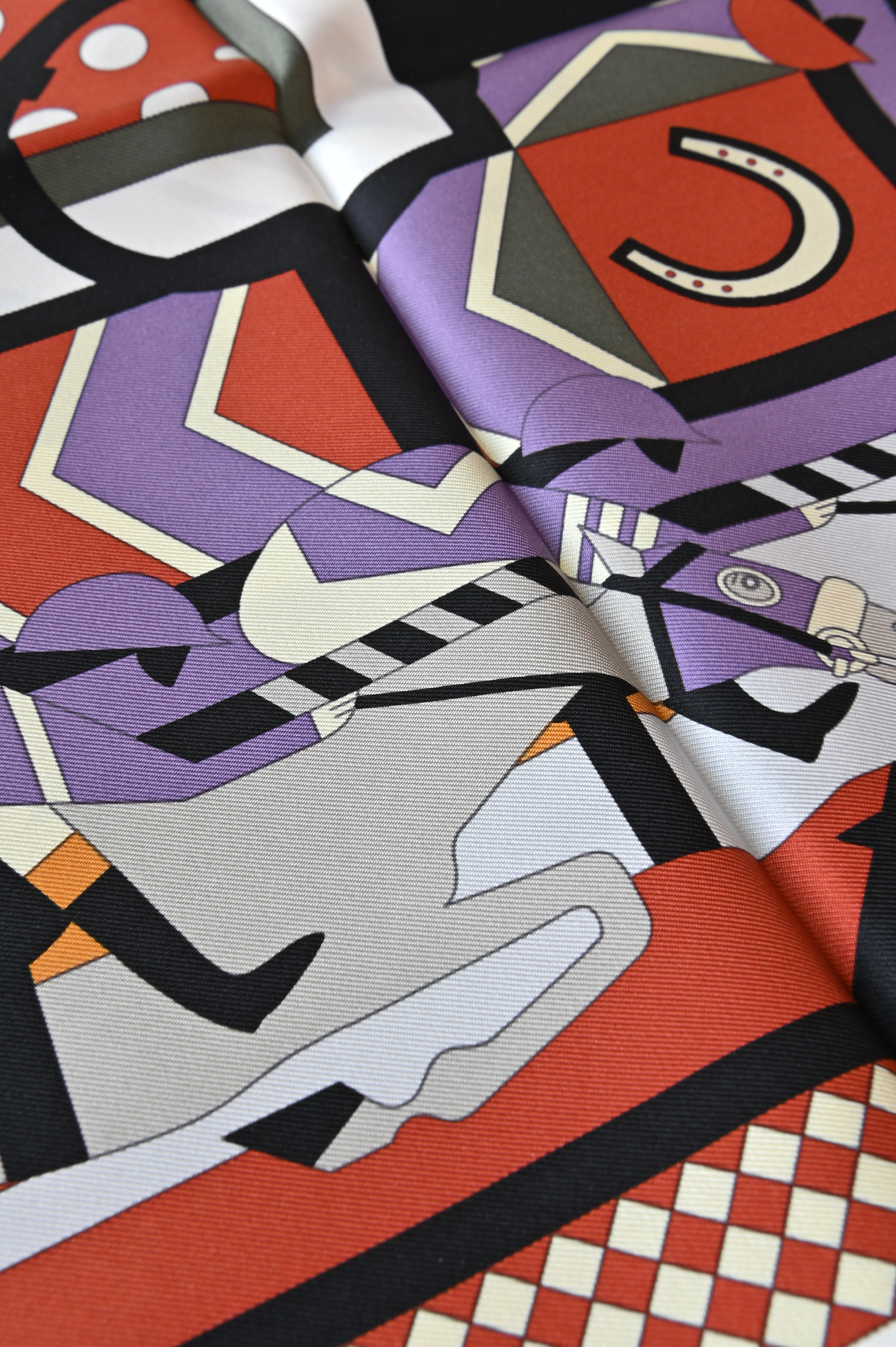 Hermes Horse Graphic Design Silk Scarf detail