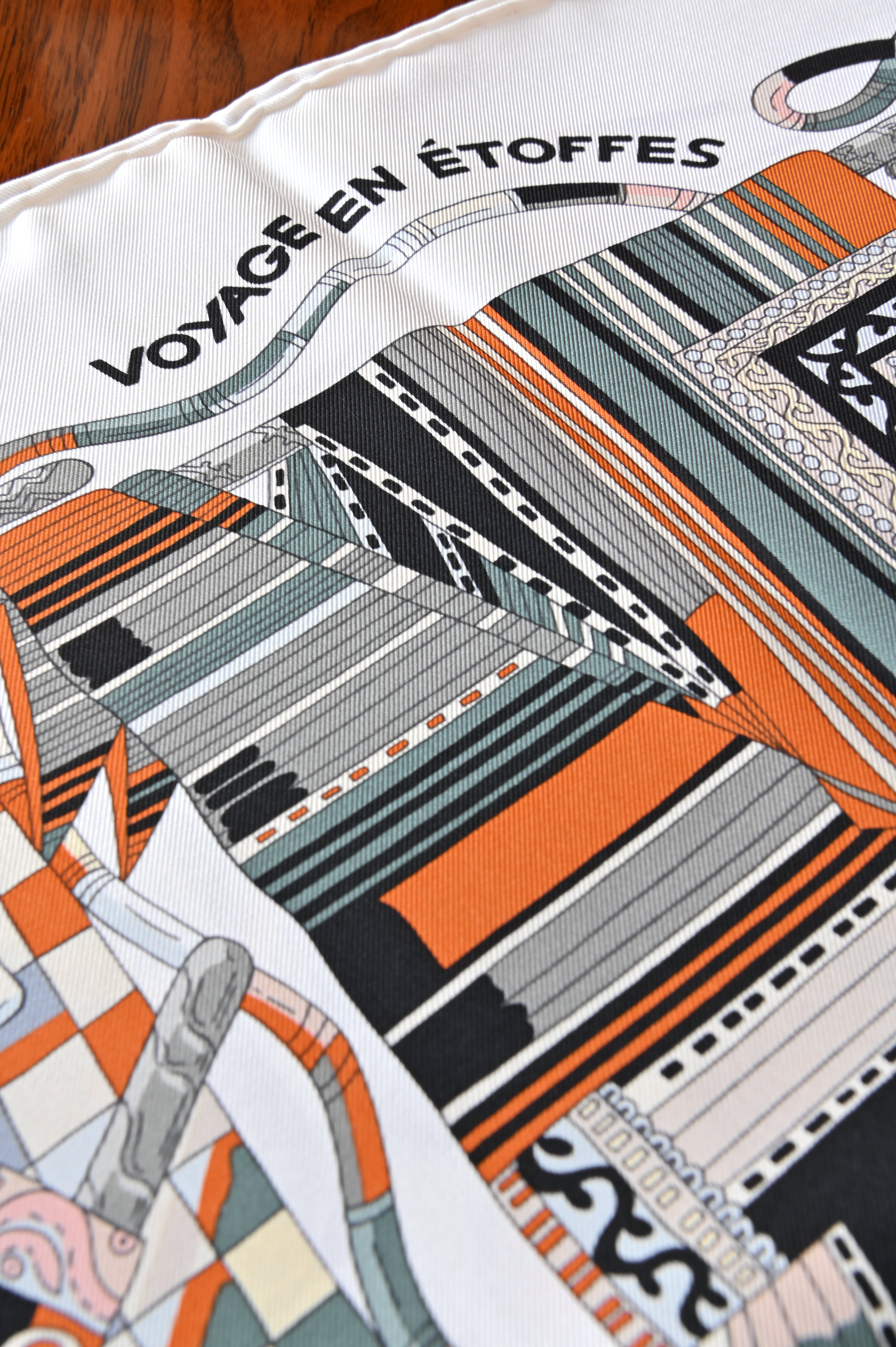 Hermes Industrial Design Silk Scarf text