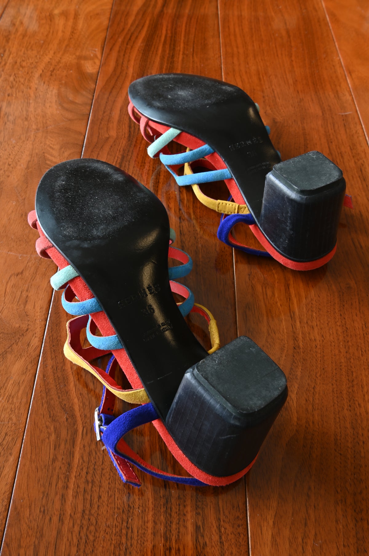 Hermes Oracle MultiColor Suede Sandals bottom