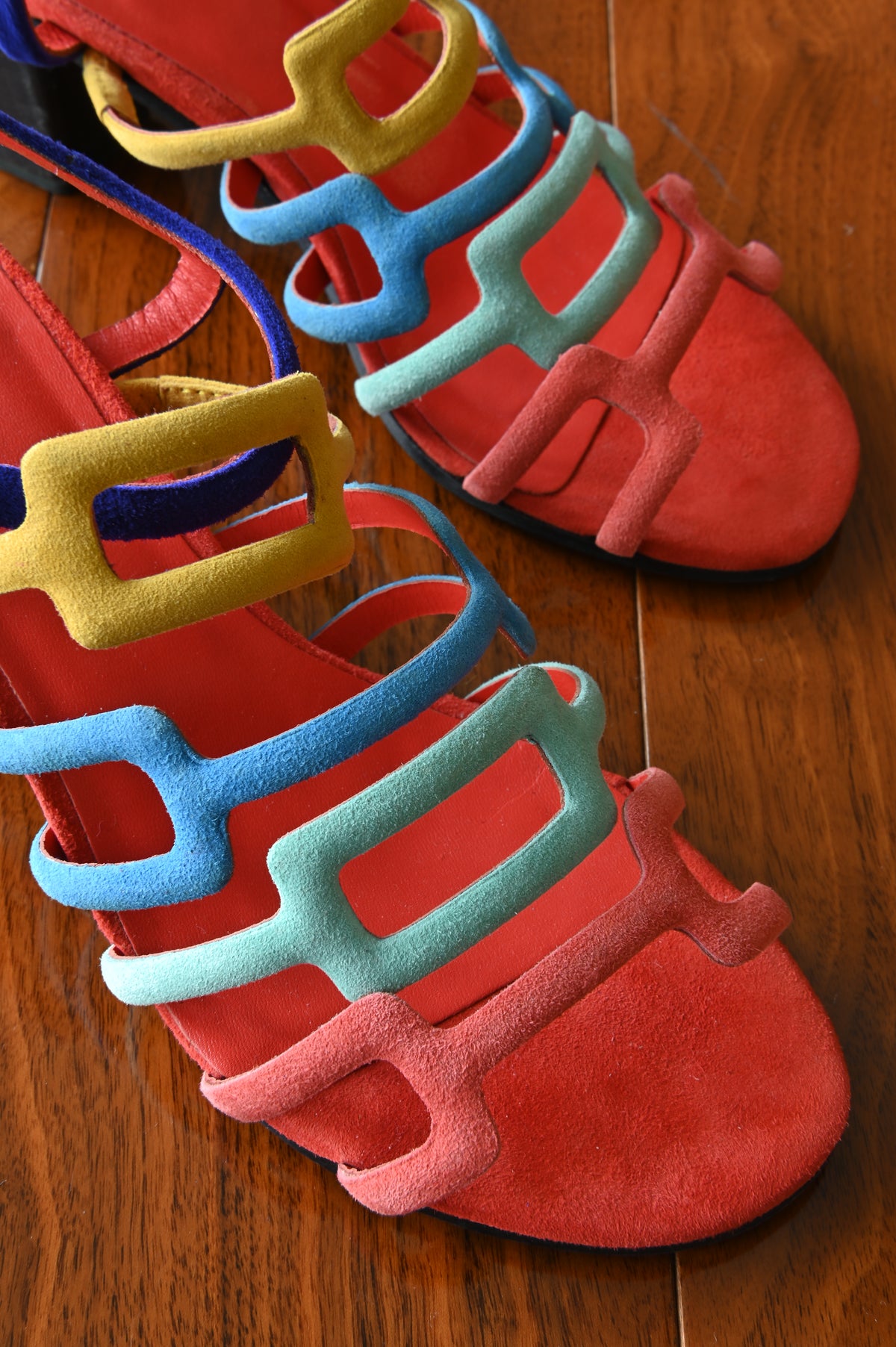 Hermes Oracle MultiColor Suede Sandals front
