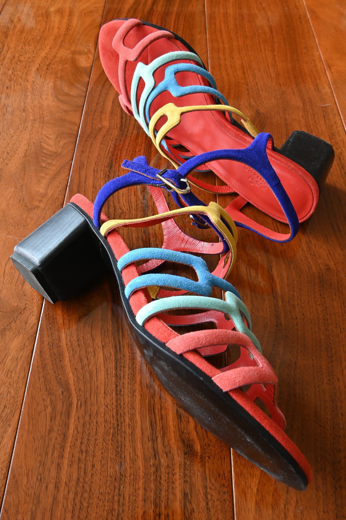 Hermes Oracle MultiColor Suede Sandals side